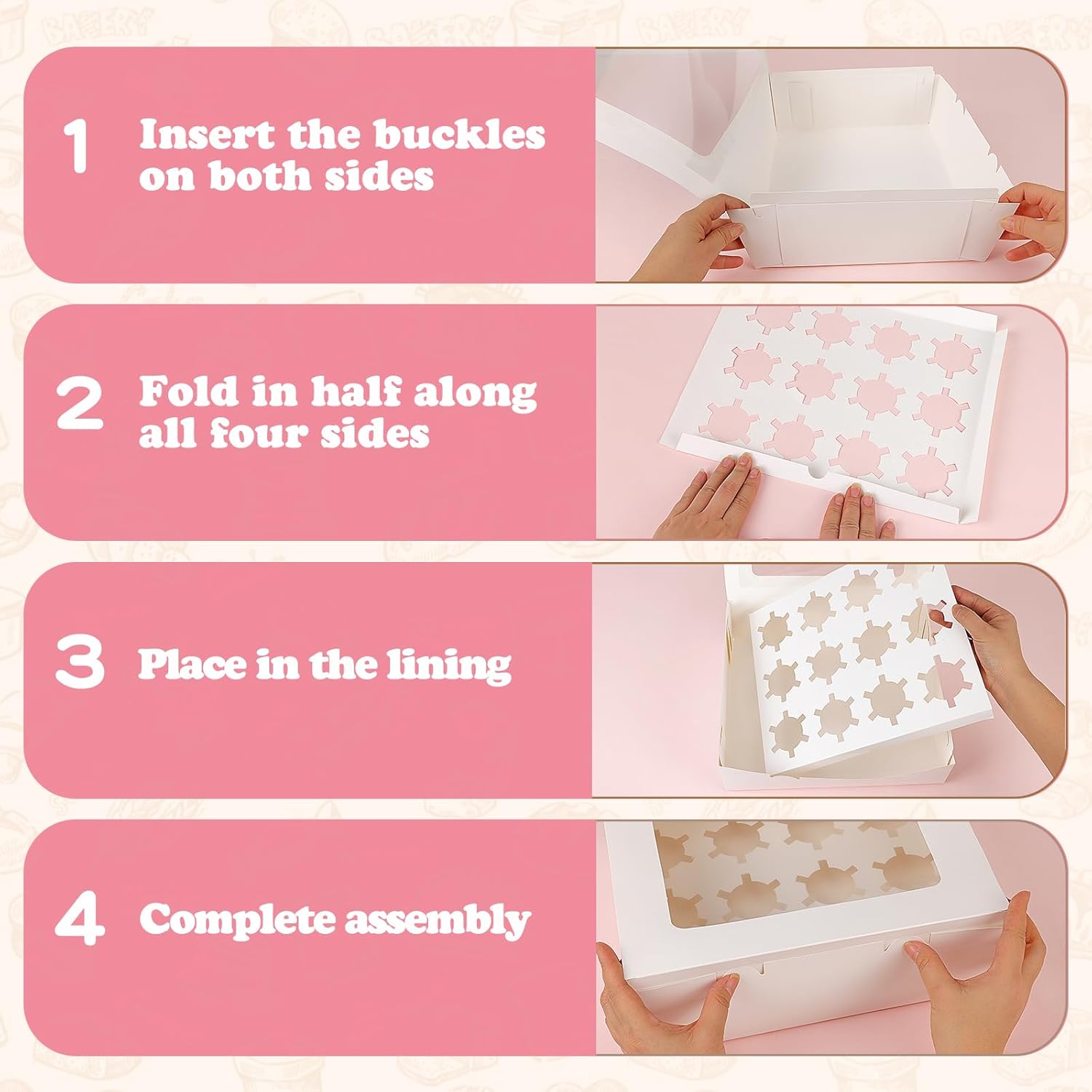 Moretoes 3PCS Cupcake Boxes with Window,Hold 12 Count Cupcake Containers for Cupcakes, Desserts, and More (White) โ image 3