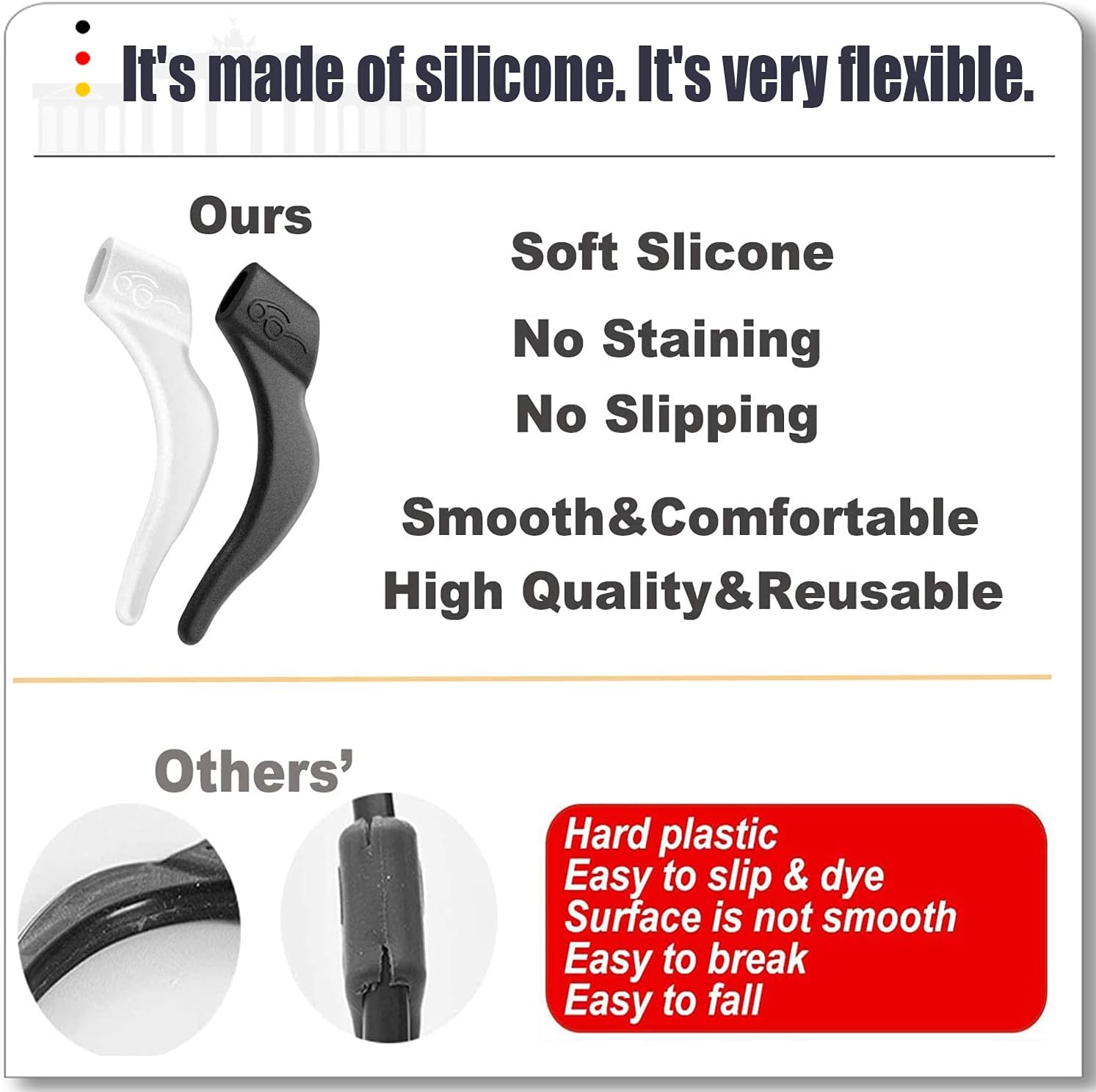 Eyeglass Ear Grips - 21 Pairs Glasses Anti-Slip, Comfortable Silicone Elastic Eyeglasses Temple Tips Sleeve Retainer, Prevent Eyewear Sunglasses Spectacles โ image 5