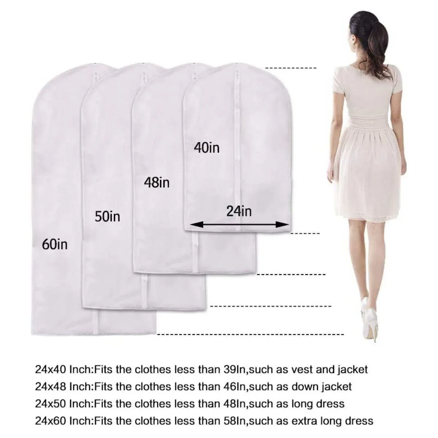 New Dustproof Storage Bag Garment Dress Cover Suit Clothes Coat Jacket Protector — image 6