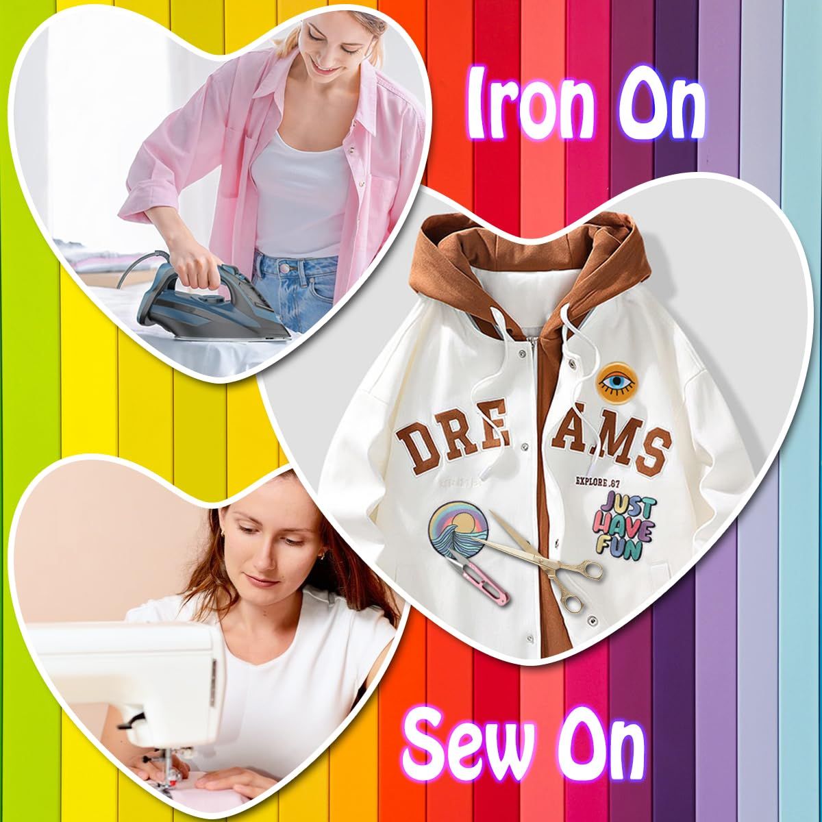 16 Pieces Bright Colors Cute Patches, Sew On or Iron On Patches Applique for Clothing Jeans Jackets Pants Dress Shoes Hats — image 2