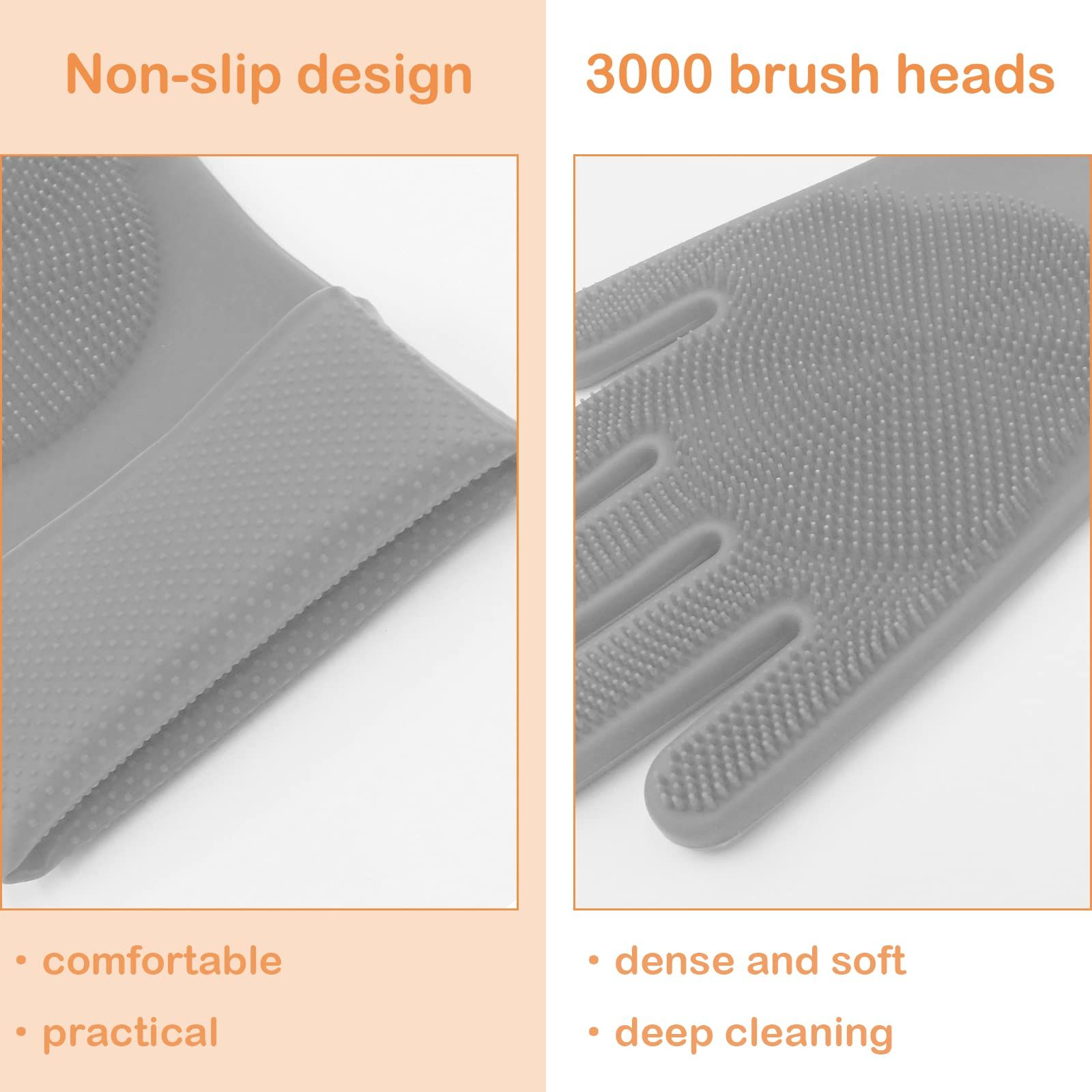 High density dog shower gloves with teeth, heat-resistant silicone cat hair remover with enhanced five finger design โ image 2