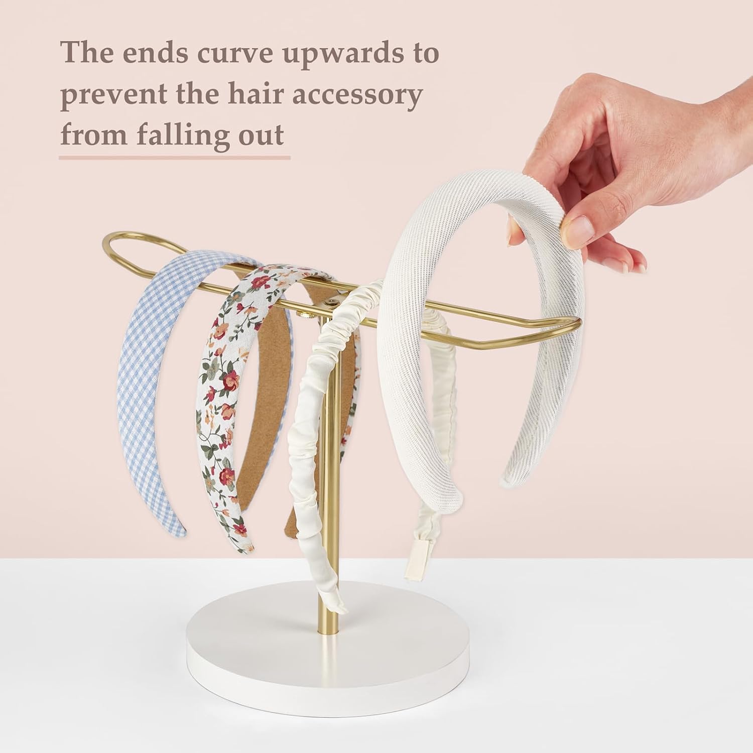 Headband Holder Metal Headband Organizer Hair Hoop Display Stand, Modern Hair Accessories Organizer Storage Hair Ropes Bracelets Bangles College Dorm Room — image 2