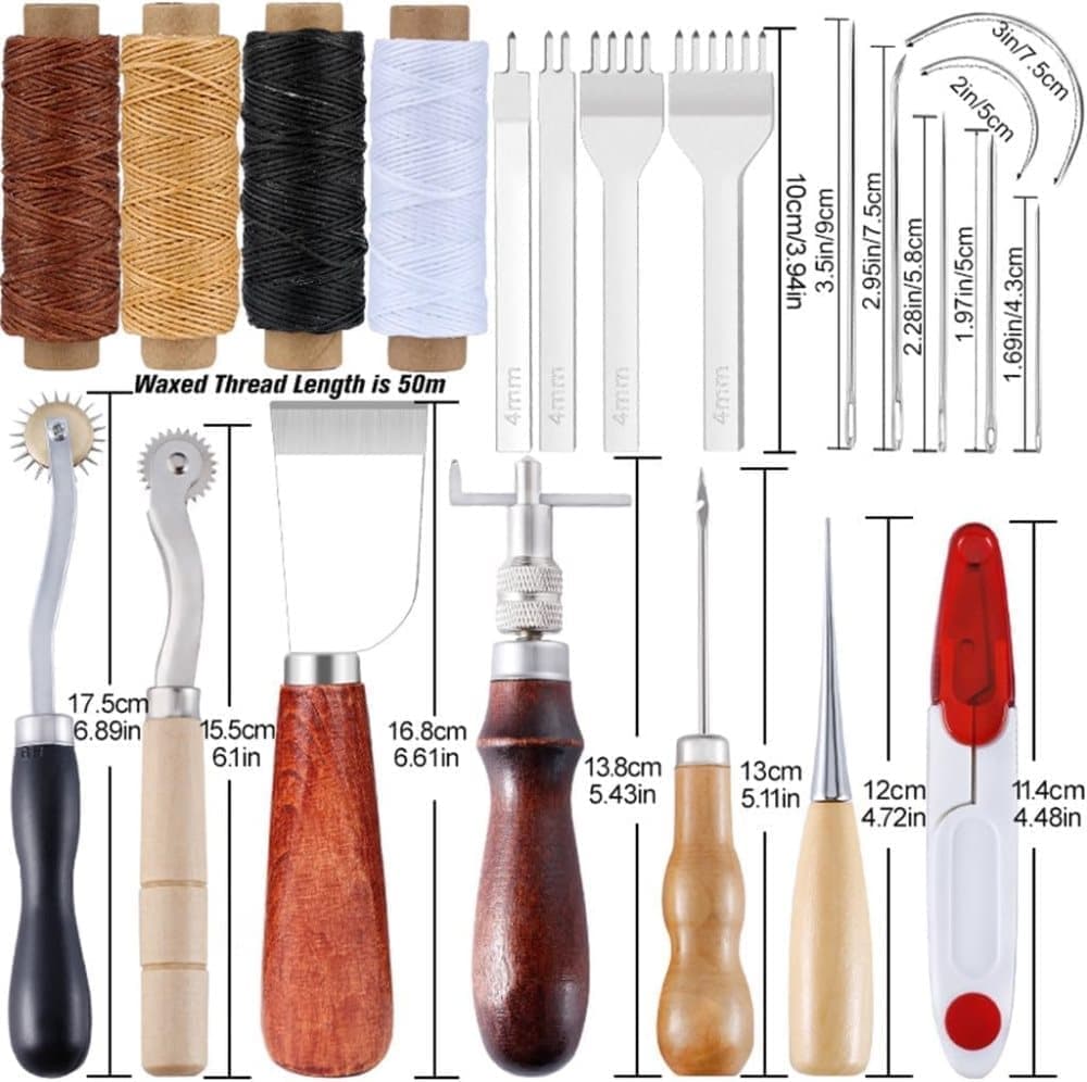 23-Piece Leather Craft Tool Set for Leatherworking, with Hand Tools — image 2
