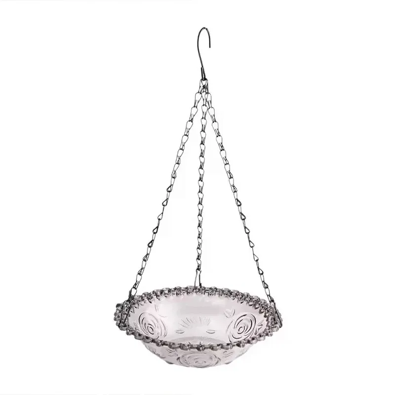 Balcony Bird Feeder Hanging Rail Mount Outdoor Suspended Feeding Station Garden - Grey