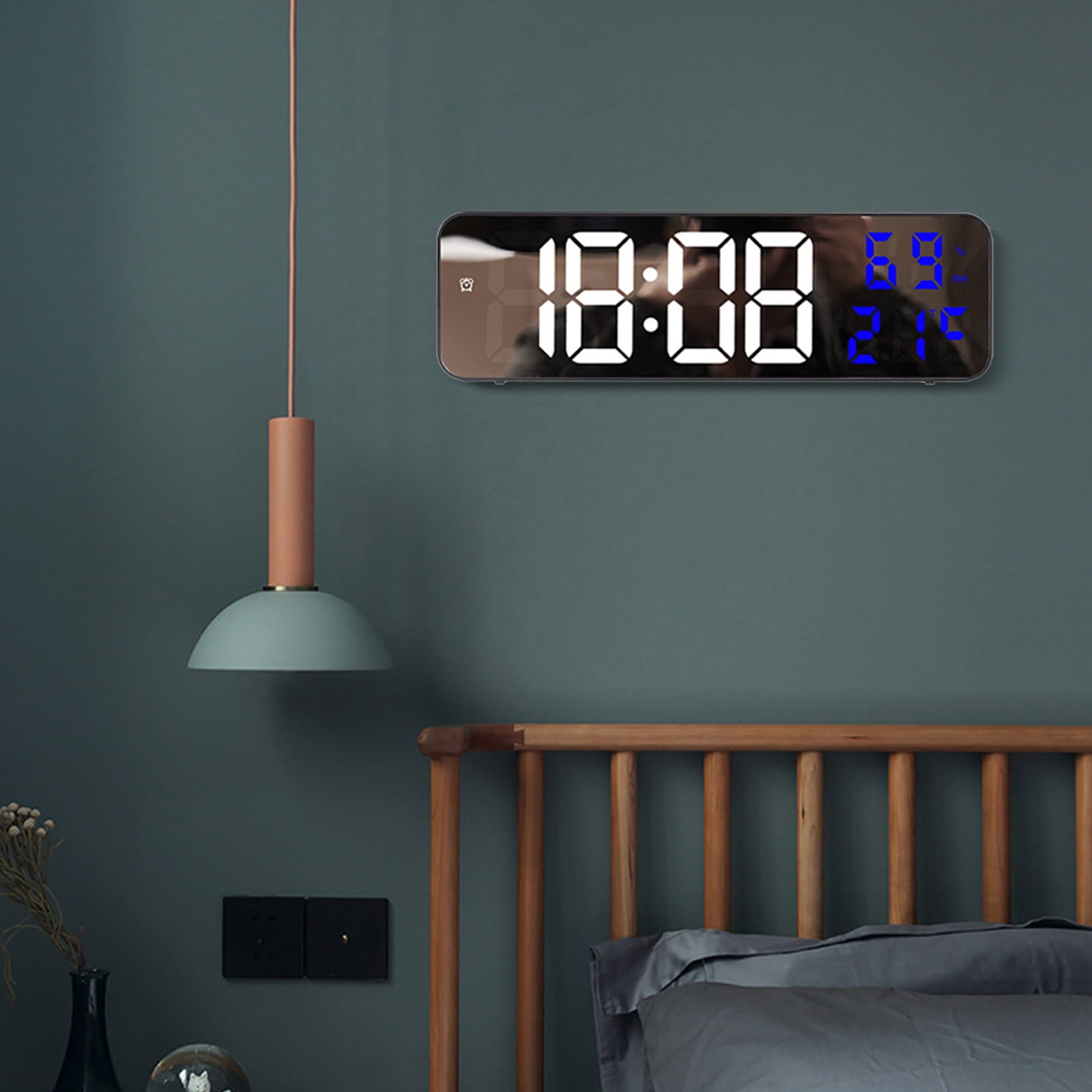 Digital Clock Large Display, Alarm Clock for Living Room Office Bedroom Decor, LED Corded Electric, Date Temp Display Wall Clock, Smart Cool Modern Desk — image 6