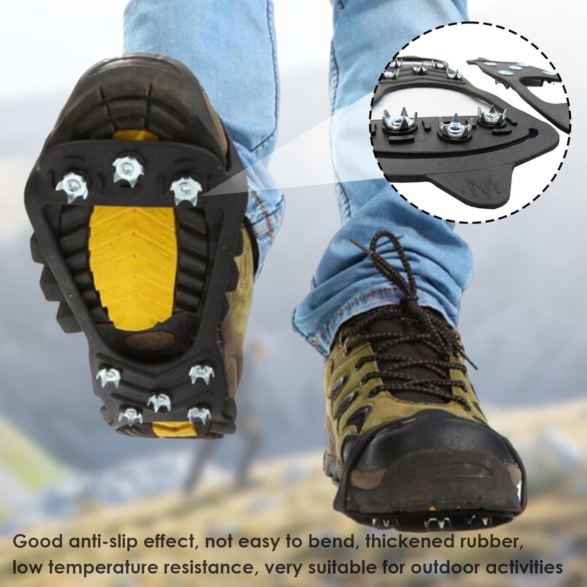 Shoe Covers - Crampons - Anti-slip - Crampons for Hiking Boots - Shoe Spikes - Crampons - For Women or Men - Black - Size 41-46 — image 3