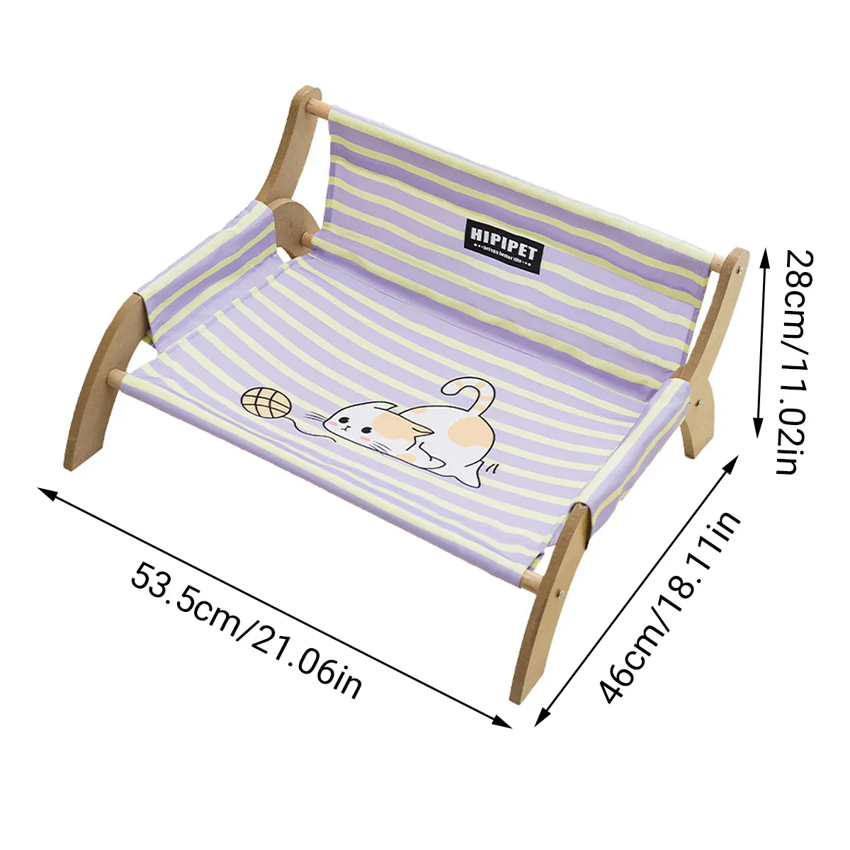 Pet Striped Lounge Bed Pet Nest Soft Cushion Washable Anti Slip Comfortable - Purple — image 4