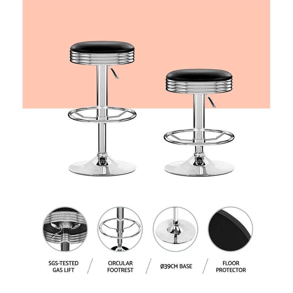 Artiss 4x Bar Stools Leather Padded Gas Lift Silver โ image 5