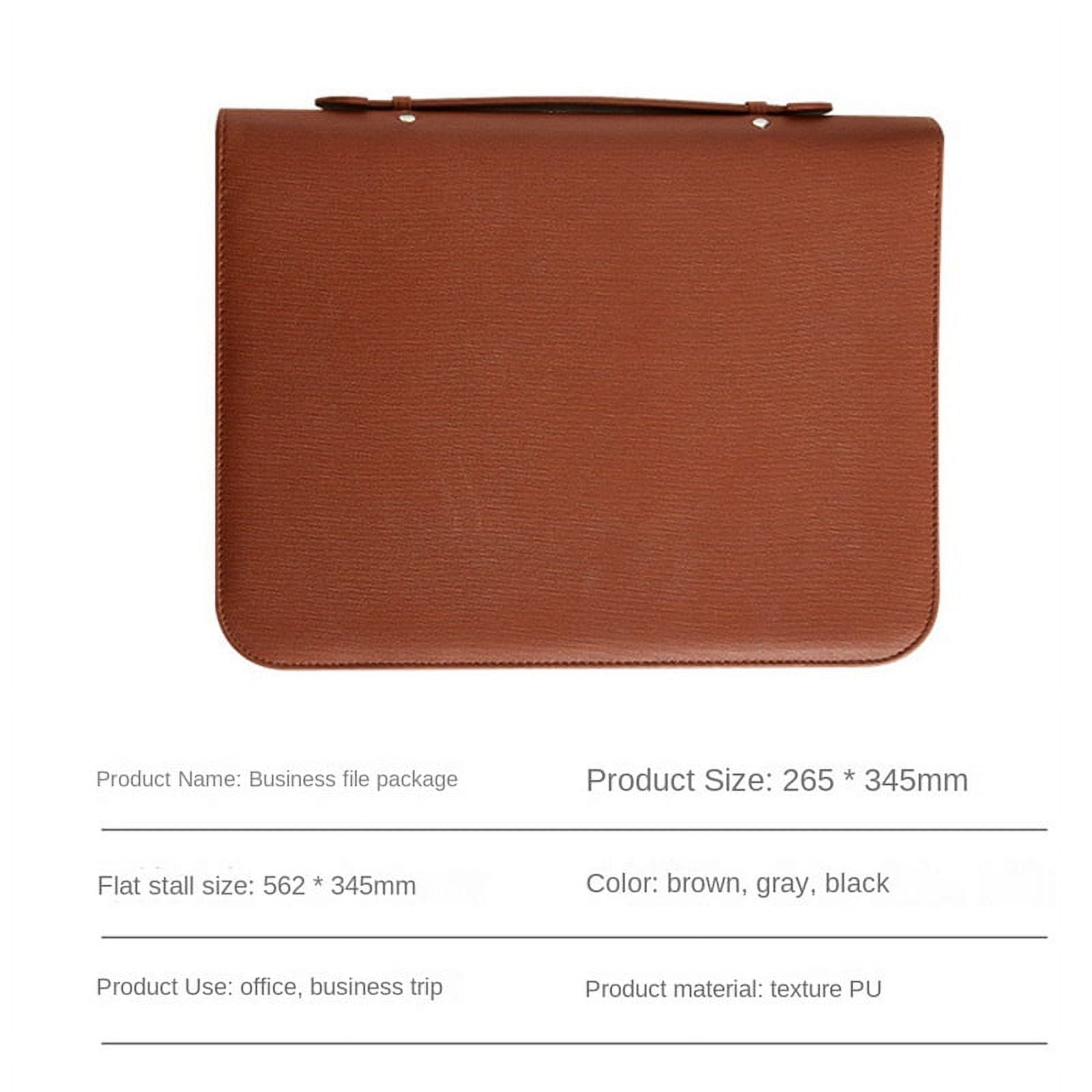 Zippered Portfolio Organizer, Leather Padfolio Binder, Professional Business Binder, Organizer for /Document (Brown) โ image 2