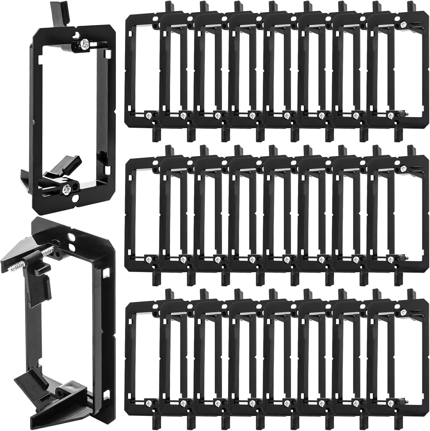 25 Pack Low Voltage Mounting Bracket, 1 Gang Flush Wall Plate, Drywall Cables Pass Through Wallboard, Single Cord Hider for Telephone Wires, Network Cables