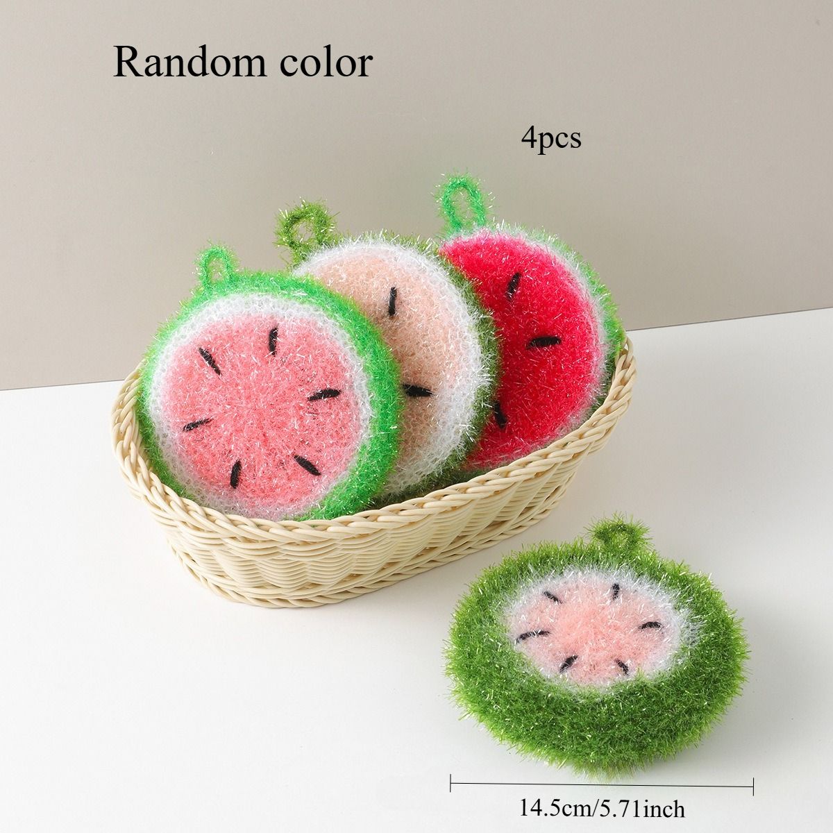 4pcs Random Color Watermelon Dishwashing Brush Acrylic Dishwashing Towel Round Ball Bowl Brush Korean Thickened โ image 2