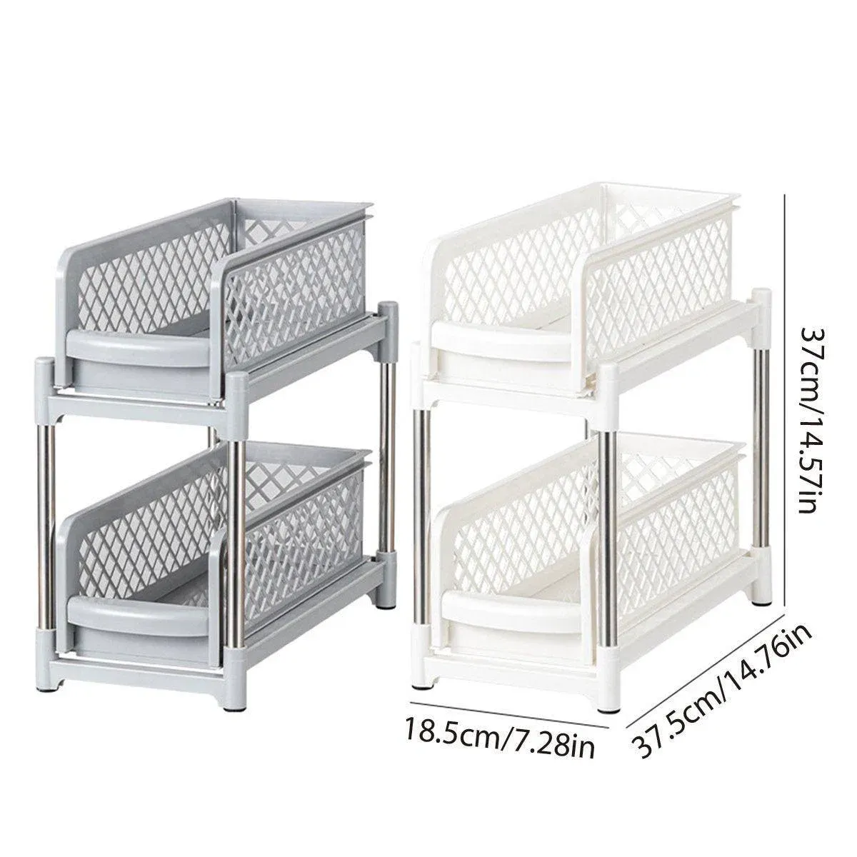 Bathroom Kitchen Sink Storage Rack Drawer Plastic Shelf Seasoning Holder - White — image 4