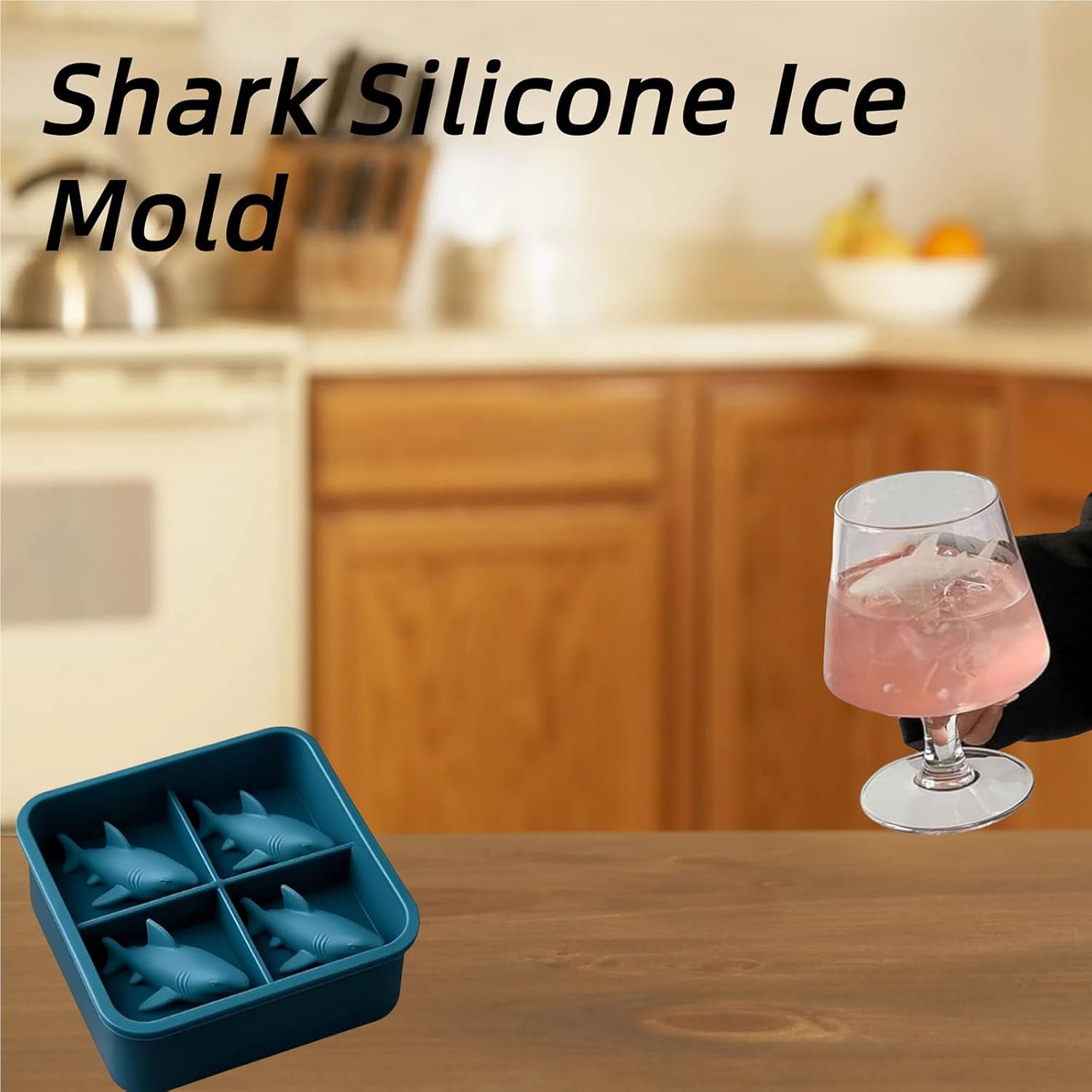 Shark Silicone Ice Molds - 3D Silicone Fun Shark Cube Maker - 4 Shark Fin Ice Cube Molds - Suitable for cold drinks, parties and home entertainment (3 pieces) — image 4