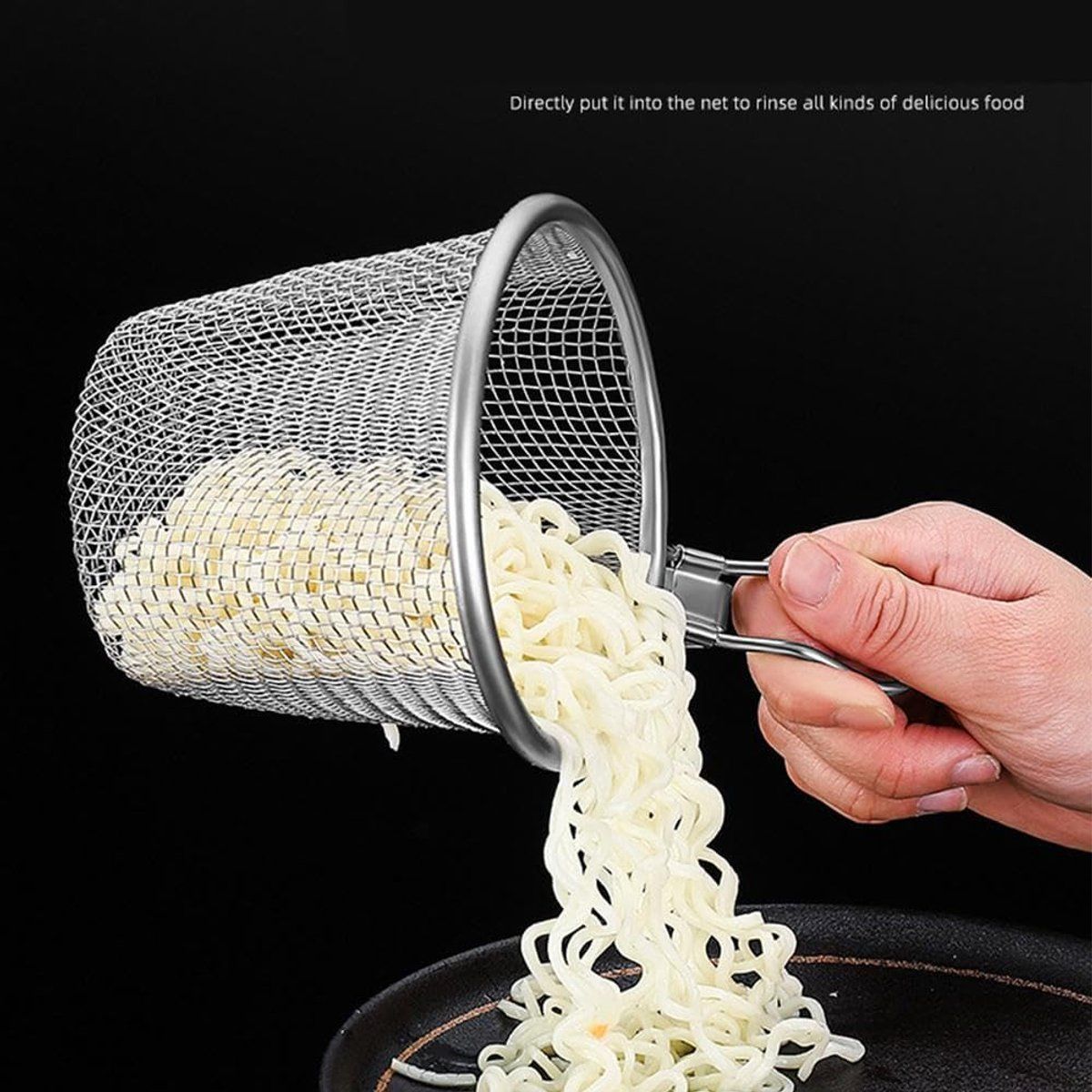 Stainless Steel Pasta Cooking Basket with Clip Handle, Fine Mesh Hanging Strainer for Pasta, Ramen, Pho and Vegetables โ image 2