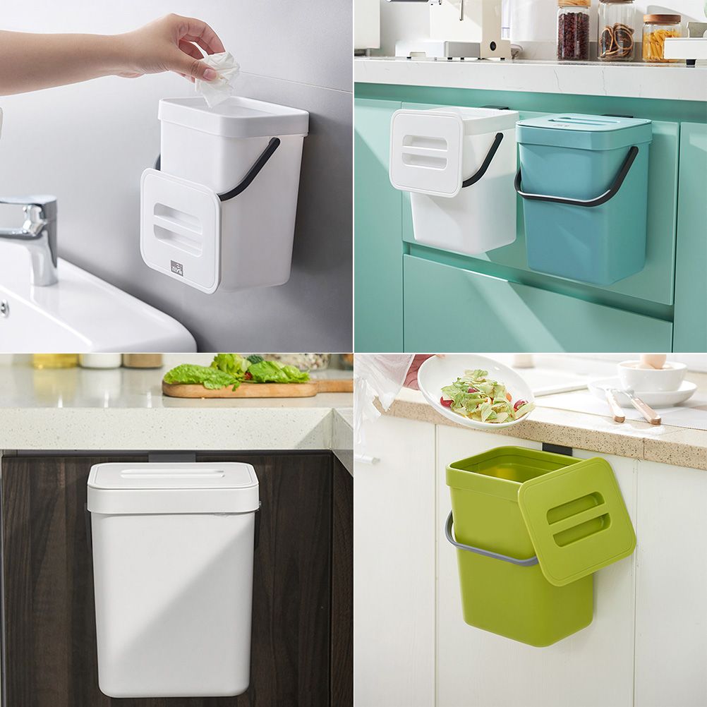Small Kitchen Compost Bin 3L Kitchen Waste Bin Household Countertop Container with Lid for Rubbish Composter — image 4