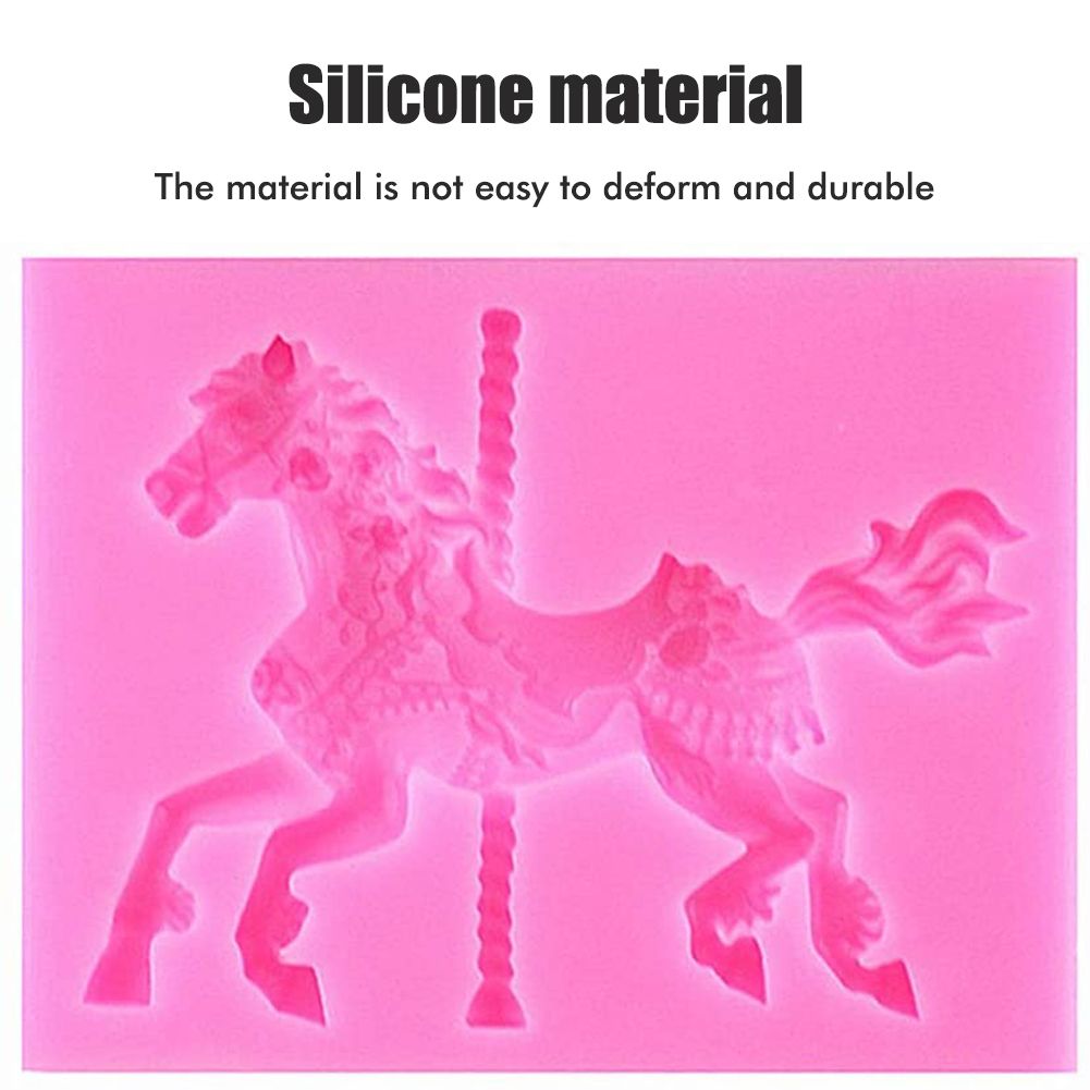 Silicone Mold 3D Carousel Horse Chocolate Mold Non Stick Fondant Mold for Decorating Cakes Chocolate Baking Kitchen โ image 5