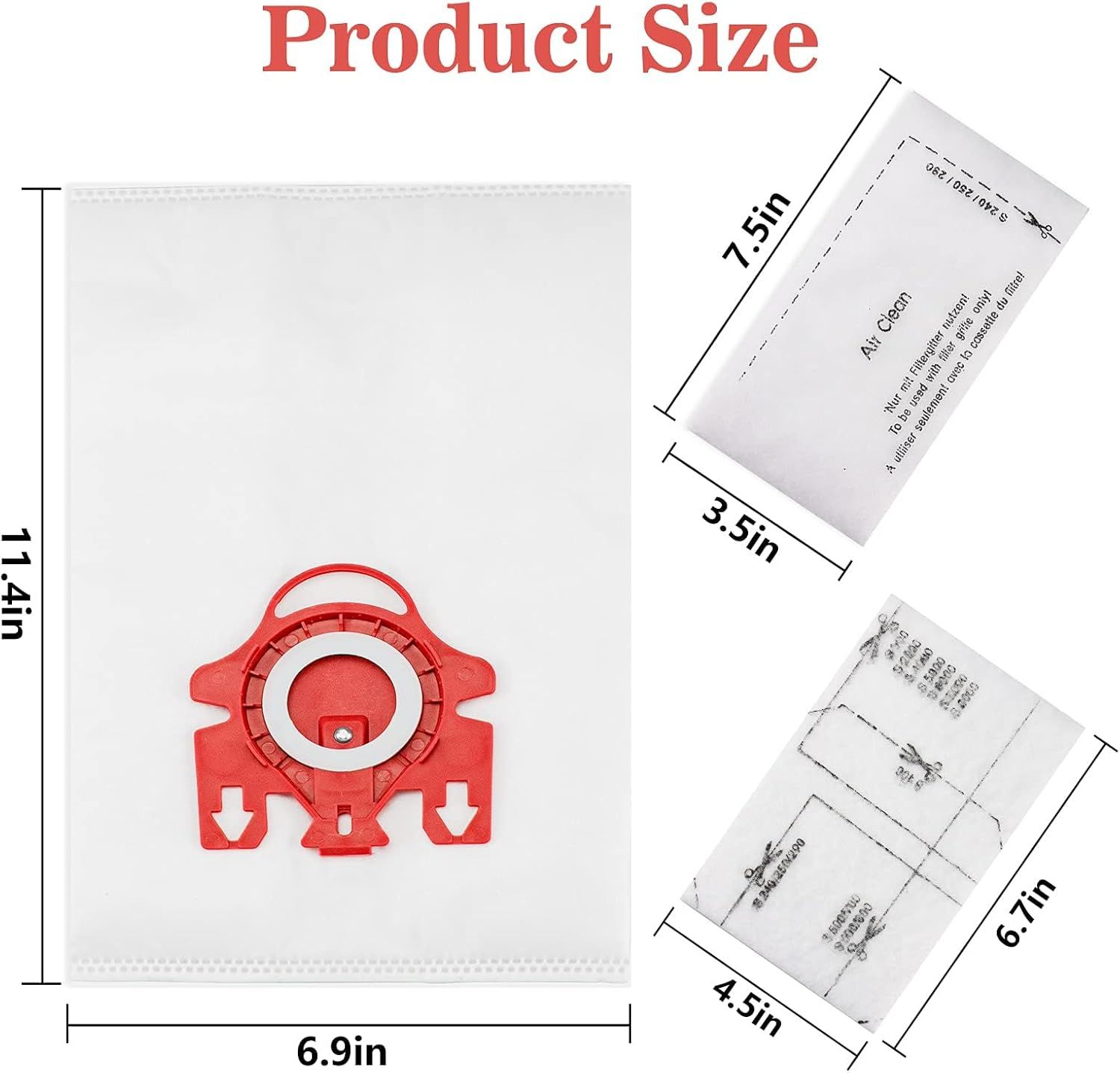 3D Airclean Dust Bags Replacement or Miele JM Vacuum Compact C2 Compact C1 Complete C1 S241 S290 S300i S500 S700 S4 S6 Series (Pack o 10) with 3 Motor — image 2