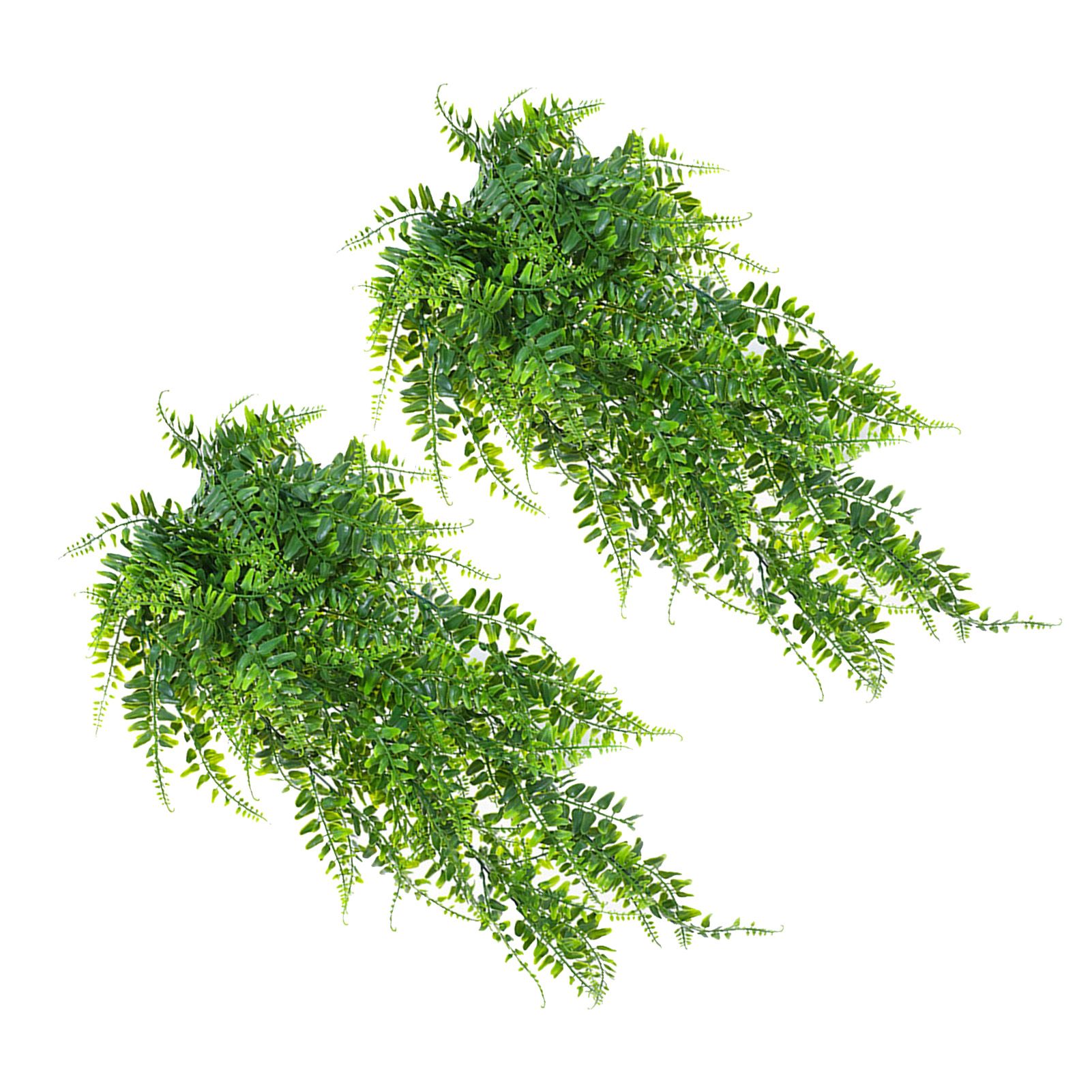 2pcs Artificial Hanging Plants Fern Plastic Green Fake Wall Hanging Ferns Plants for Garden Wedding Decoration — image 3