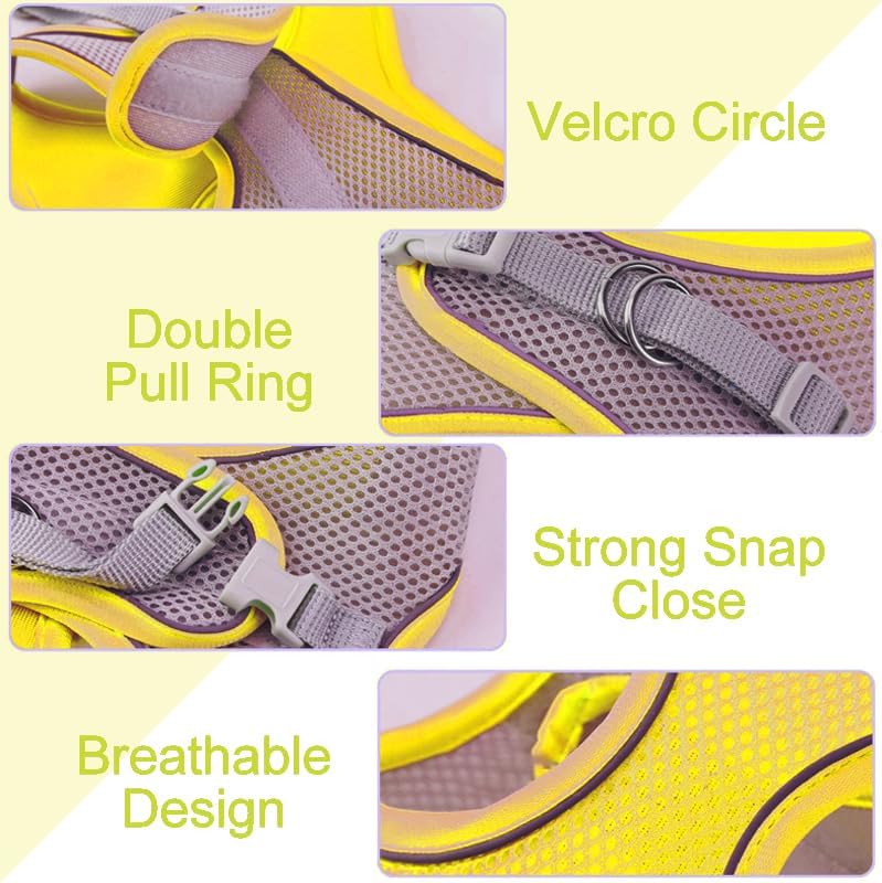 Adjustable Cat Harness and Leash Set with Breathable Vest, Soft Escape-Resistant Design for Kittens and Small Dogs, Yellow, Size XS โ image 3