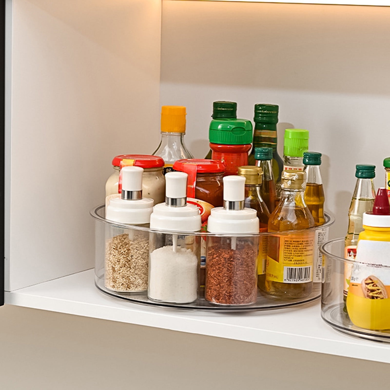 Lazy Turntable for Cabinet, Lazy Organizer with High Sides, Countertop Spinning Organizer for Spices, Clear Rotating Organizer, for Kitchen, Pantry — image 6