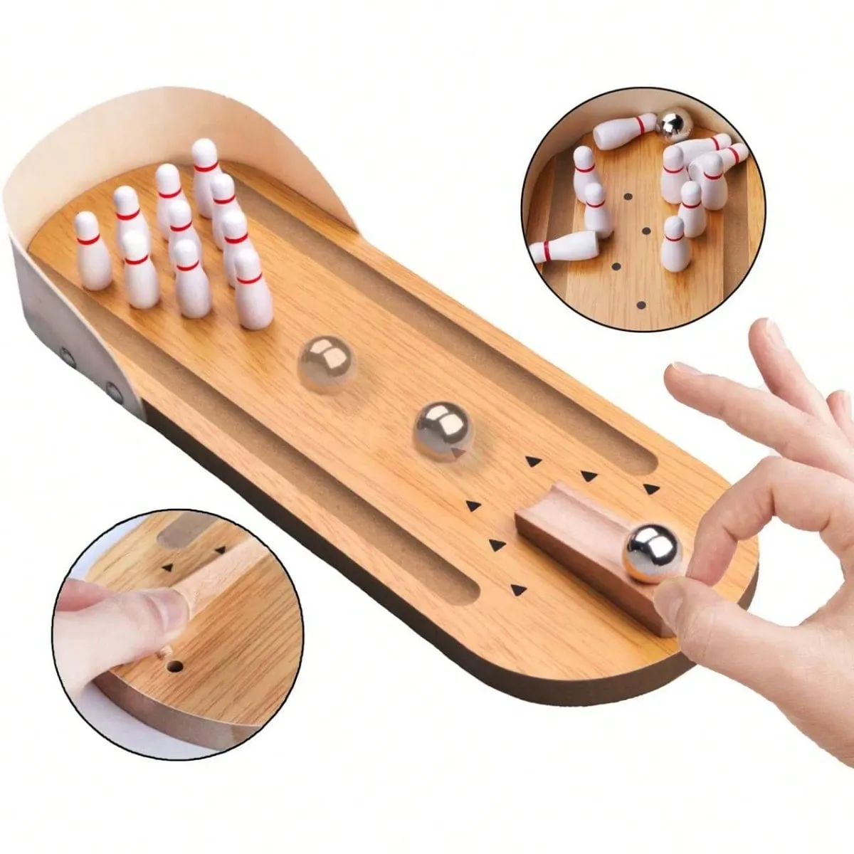Table Top Mini Game Set Wooden Board Mini Arcade Desktop Shooting Alley Office Desk Stress Relief Gadgets Small Finger Toys Fun Gag Gifts Perfect Valentine's — image 3