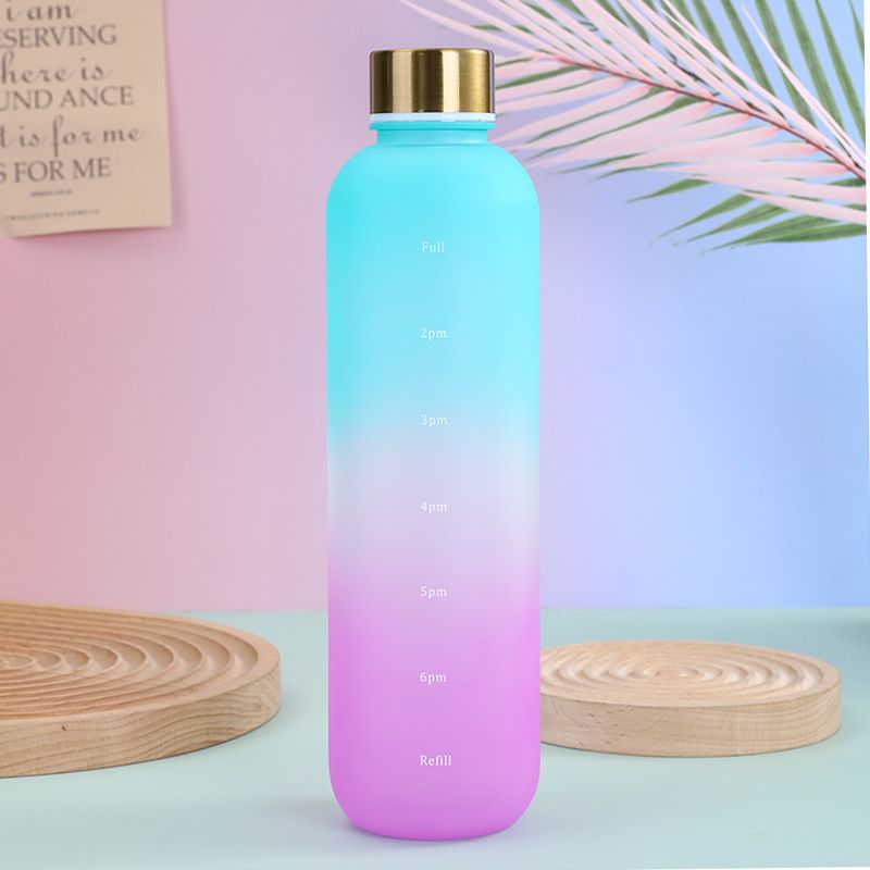 Water Bottle Portable Travel Student Fashion Matte Gradient Copper Cap Sports Outdoor Space Plastic Cup — image 2
