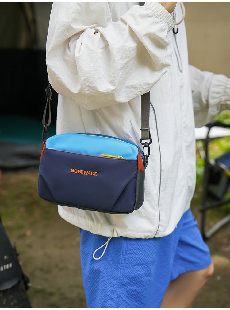 Dopamine Color-Blocked Cross-Body Bag Travel Bag Trendy Bag Color-Blocking - Navy - Size routine — image 5
