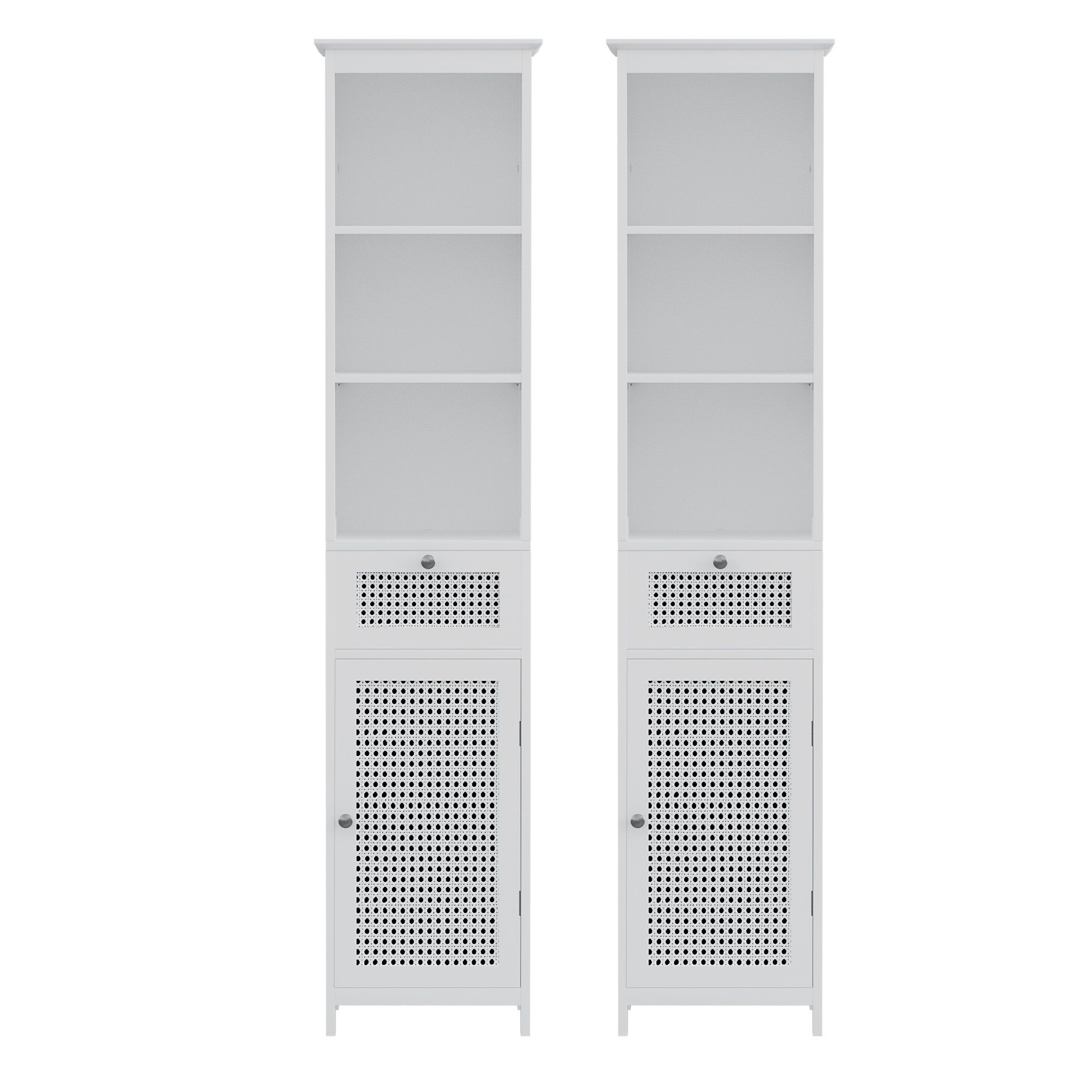 Artiss Bathroom Cabinet Storage X2 White Rattan 161cm โ image 4