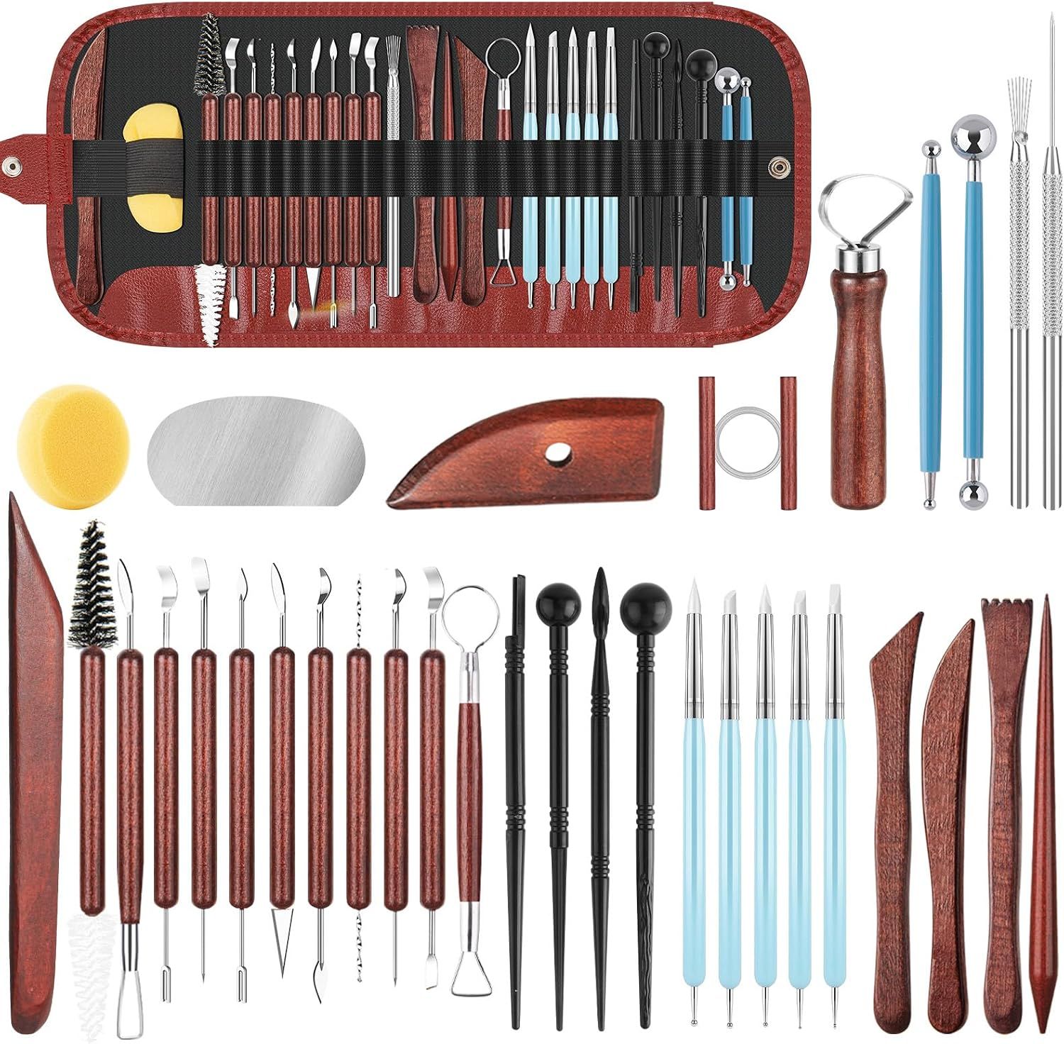 36PCS Pottery Tools and Supplies, Ceramic Polymer Tools Kit, Clay Tools Sculpting Set for Pottery Kiln, Pottery Wheel, Carving, Shaping, Dotting, Molding