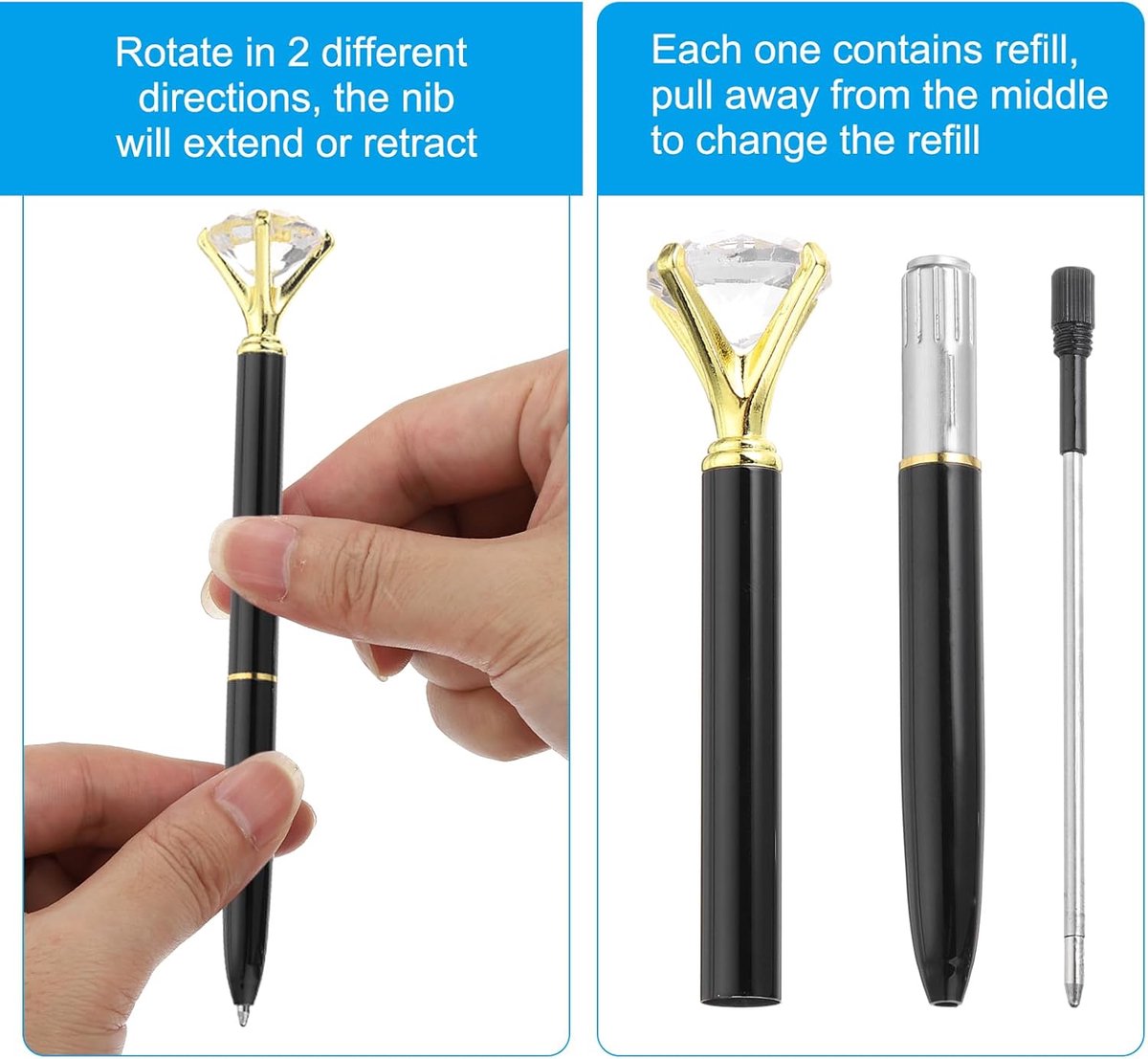 Ballpoint pen - 20 pieces - Metal casing - Black ink - Suitable for weddings, office occasions, etc. - Black — image 2