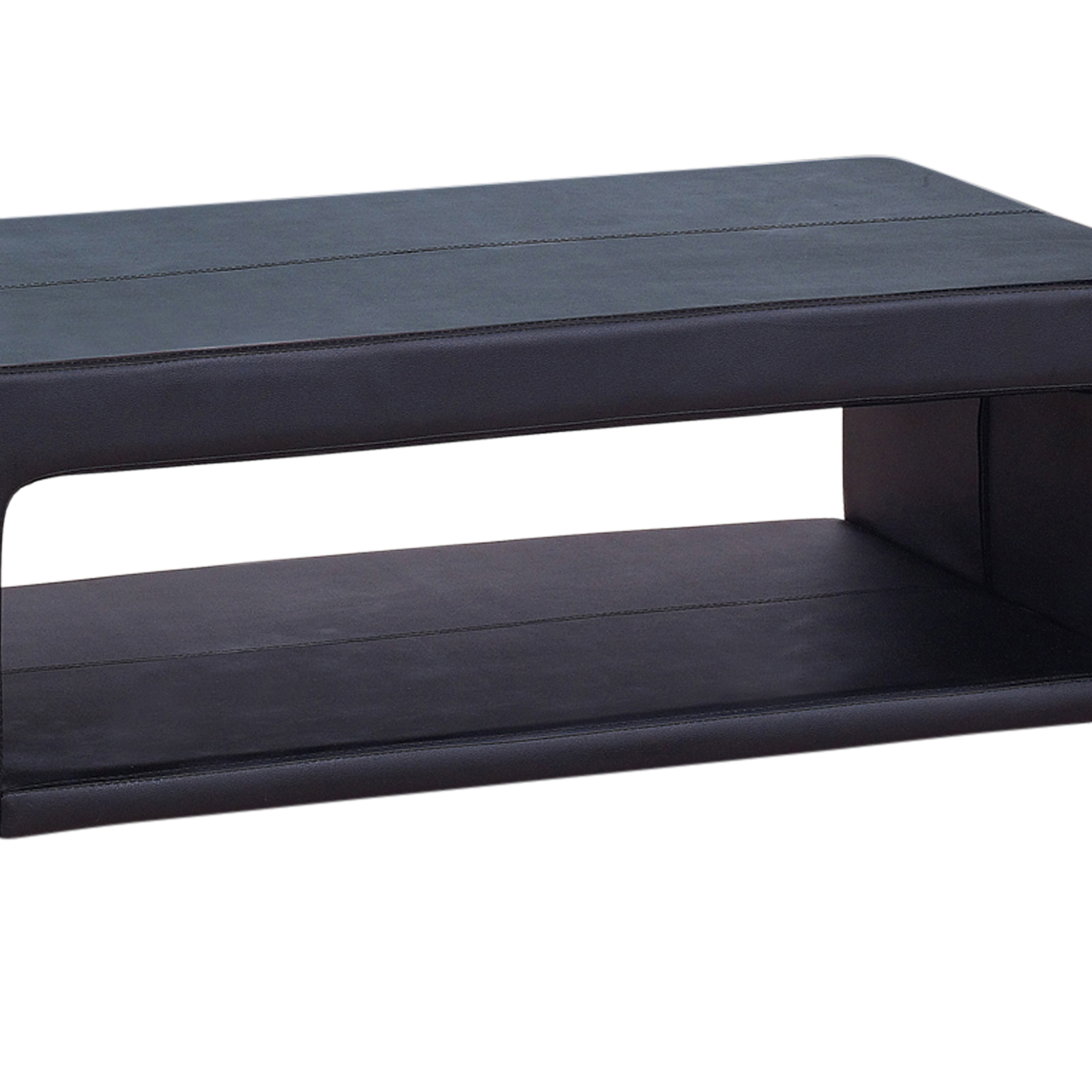 Coffee Table Upholstered PU Leather in Black Colour with open storage — image 5