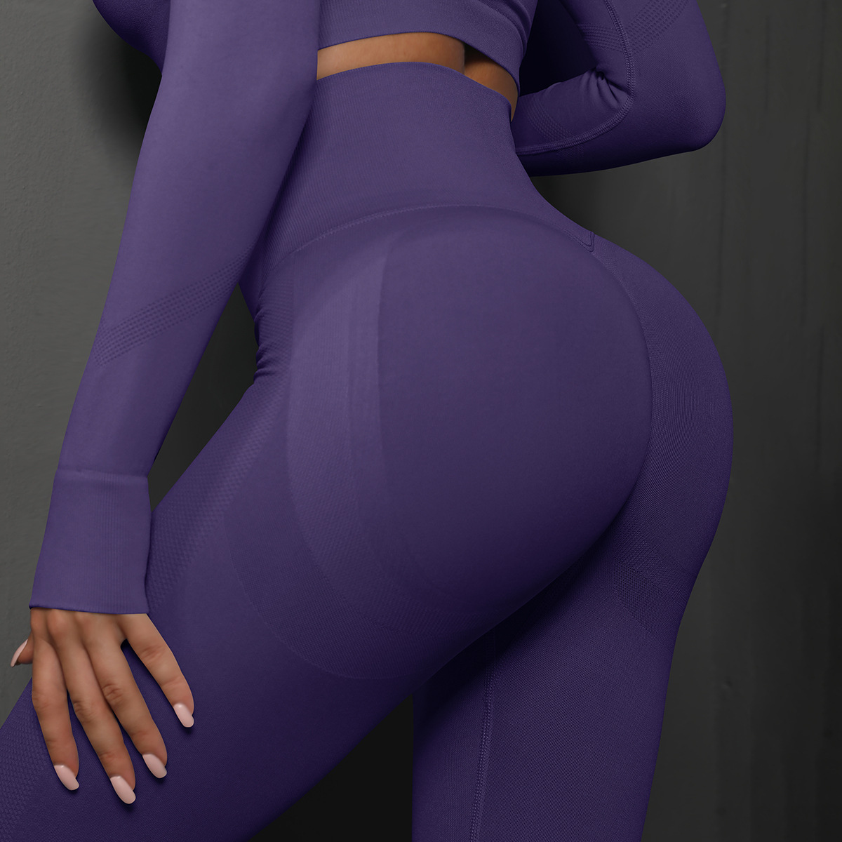 Size M Dark Purple Seamless High-Waisted Yoga Pants for Women - Lift Workout Leggings for Running, Gym, and Fitness โ image 4