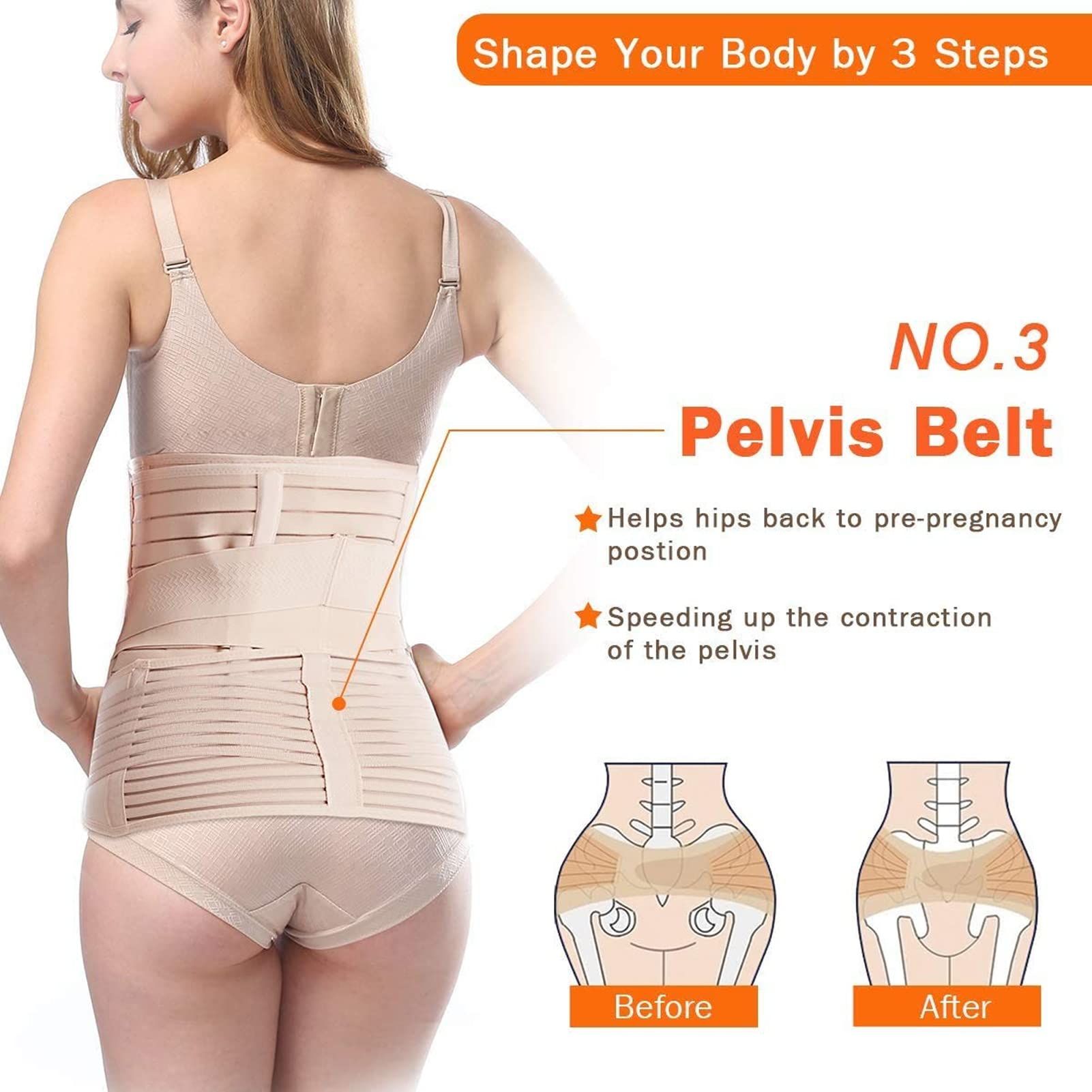 Postpartum Belly Band, Postpartum Girdle 3 in 1 C Section Belly Band Postpartum Girdle Support Recovery Belt — image 5