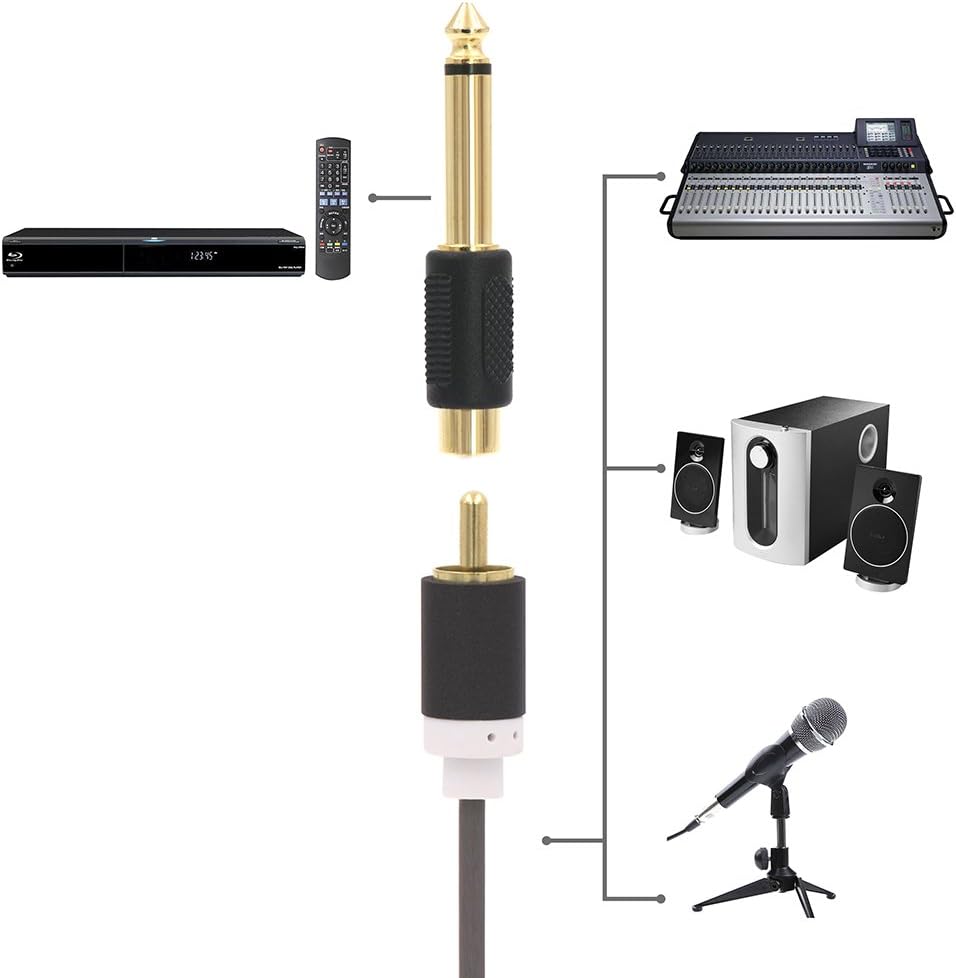 Audio Adapter 6.35mm Mono Male to RCA Female Cable Connector 6-Pack Compatible with Audio Equipment โ image 2