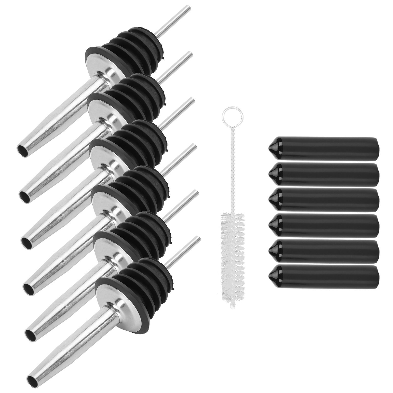 Stainless Steel Pourer Silicone Classic Bottle Pour Liquor Dust Cap Brush Wine Opener — image 4