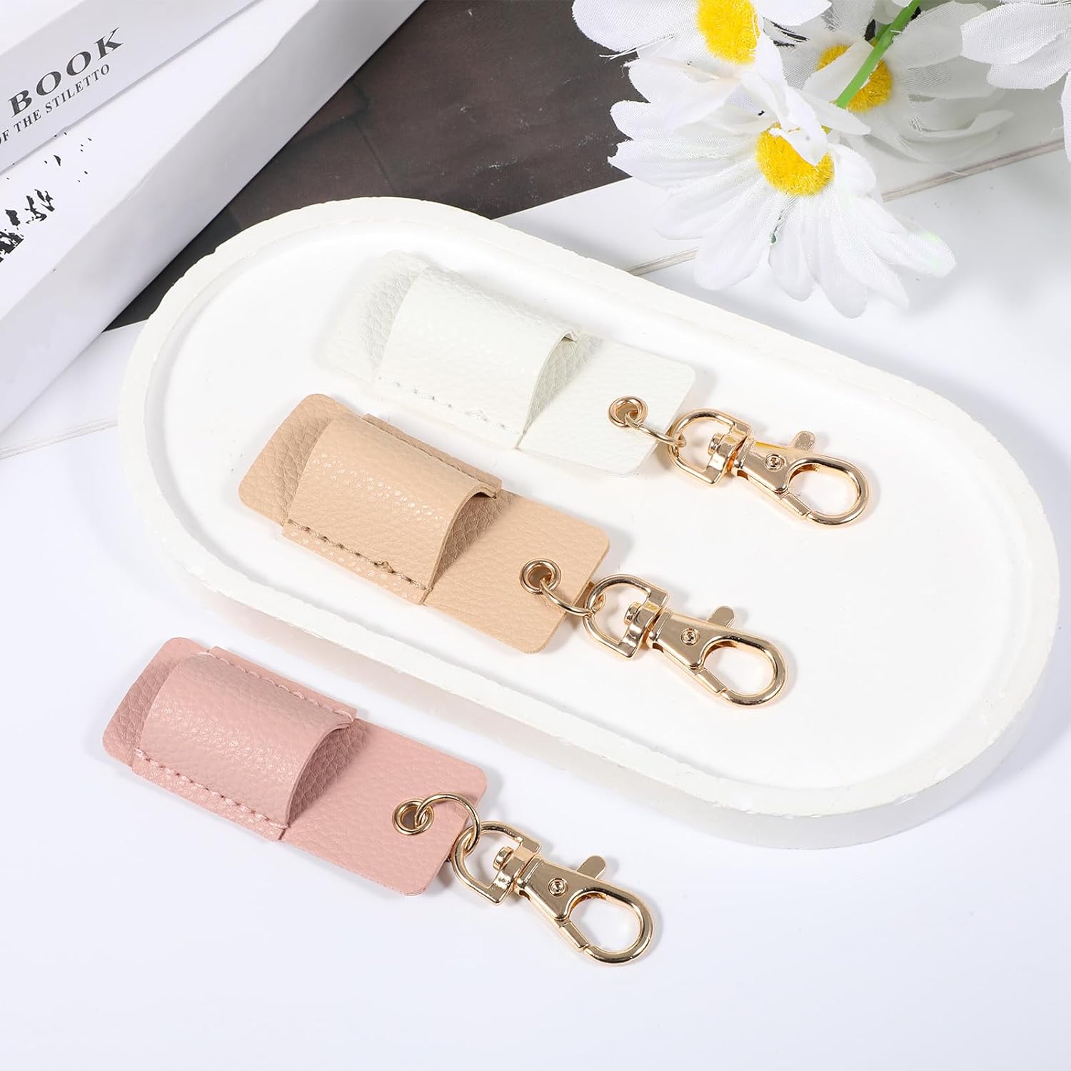 3 Pcs Pen Holder for Lanyard, Anti-Lost Neck Lanyard Pen Holder Keychain, PU Leather Retractable Pencils Clip Portable Single Pouch, Office Supplies for Badge โ image 2