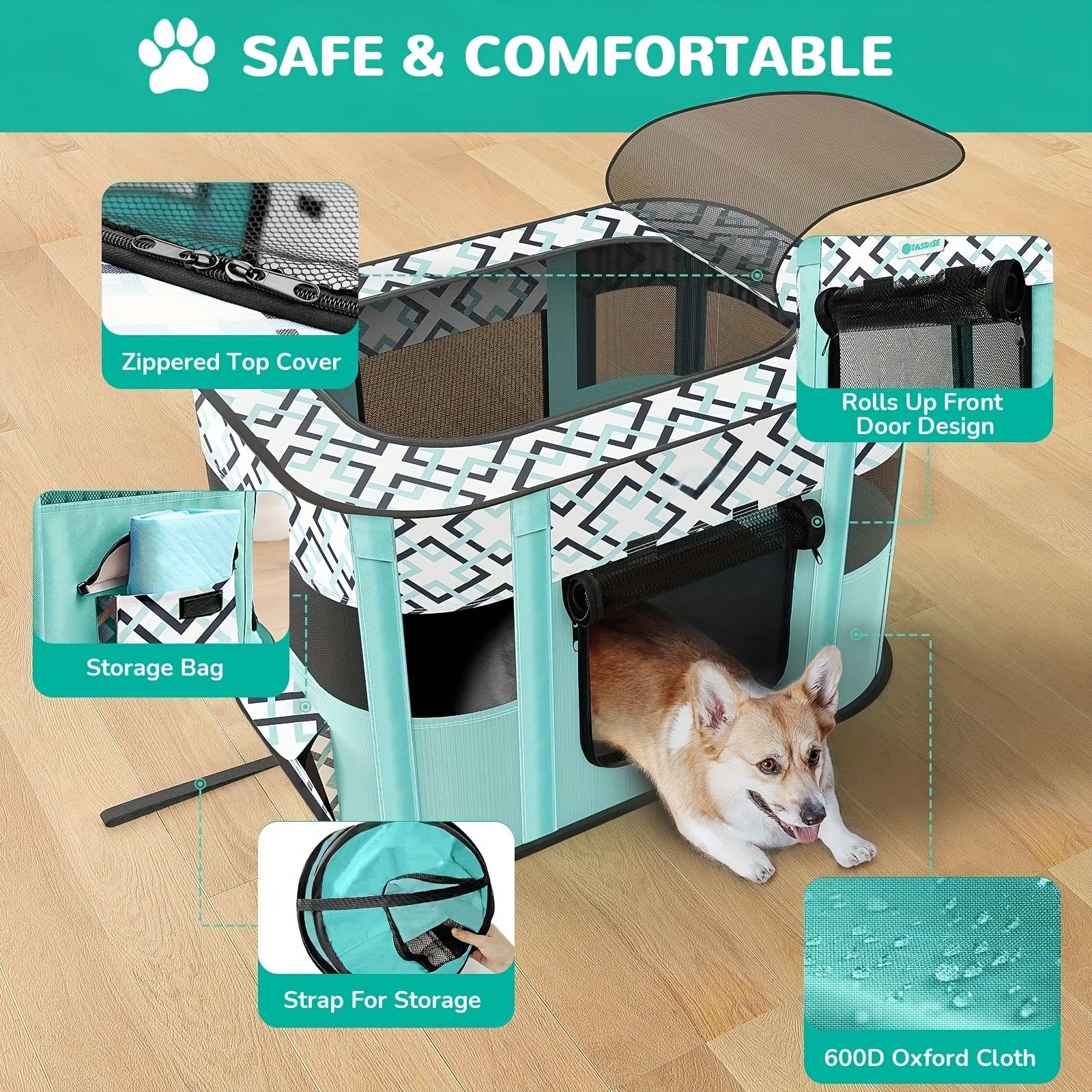 Foldable Pet Playpen for Cats and Small Dogs, Portable Puppy Exercise Cage, Indoor Pet Enclosure with Breathable Mesh, Perfect for Travel, Camping, and Outdoor — image 5