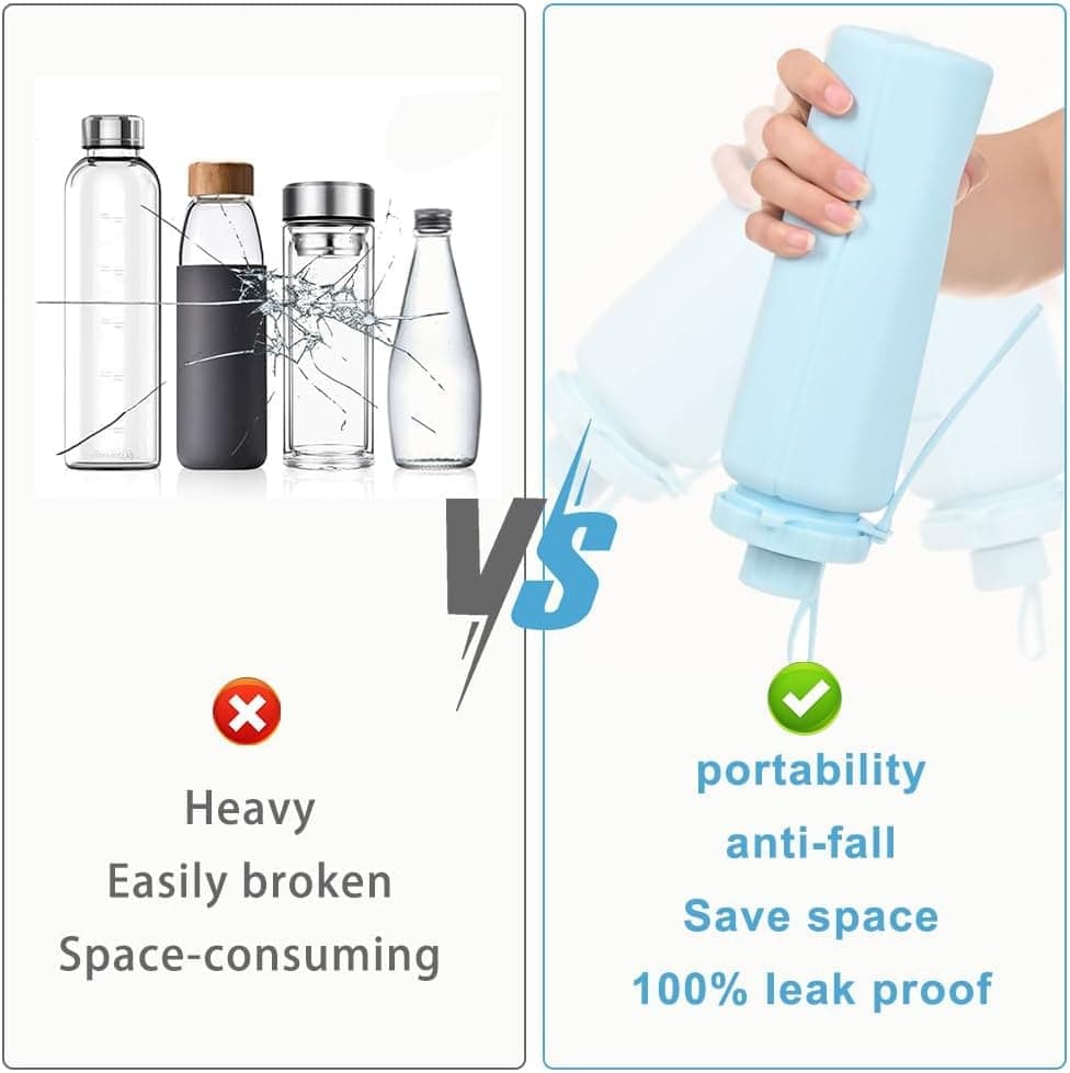 600ml Foldable Water Bottle BPA-Free Lightweight for Travel Gym Camping, Yellow — image 6