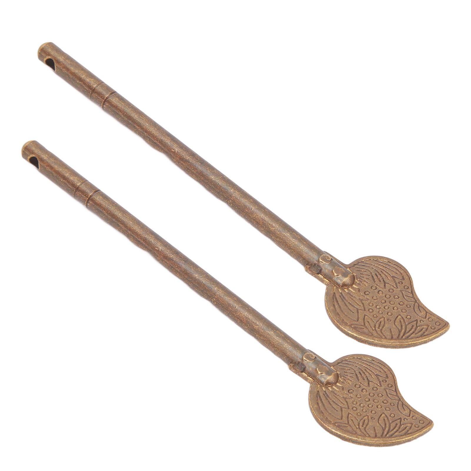 2 Pcs Door Latch Locking Pin 11cm Leaf Shape Retro Style Brass Cabinet Key Latch Bolt Locking Pin โ image 3