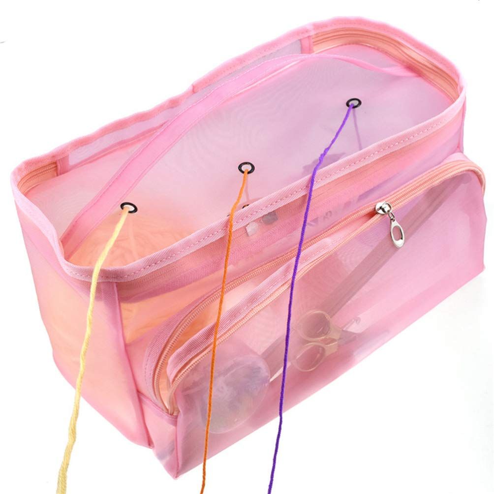 Knitting Bags Nylon High Capacity Mesh with Zipper Yarn Tote Holder Organizer Storage Case for Sewing Carrying Knitting Needles — image 5