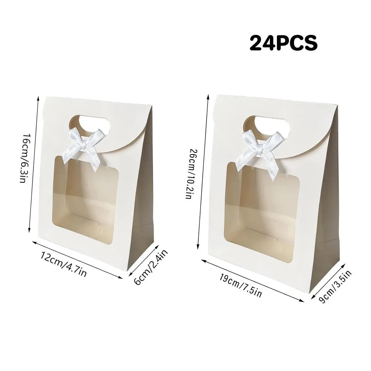 24PCS Bow Flap Tote Bag Reusable Shopping Carry Bag Gift Party Packaging Bag - 26x19x9cm — image 4