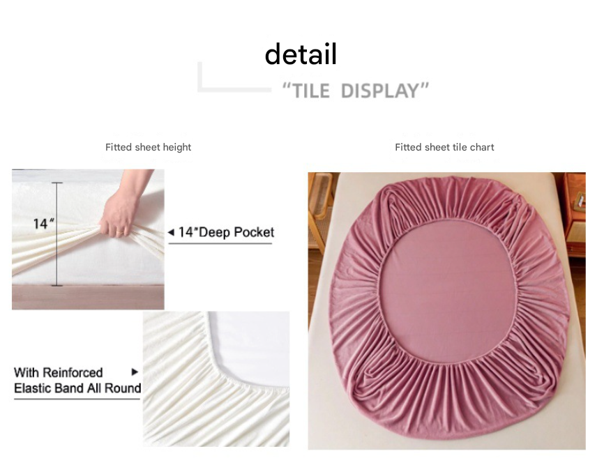 Bean paste color Plush Crystal Velvet Fitted Sheet - Ultra Soft, Warm & Thick for Winter (99x190+36cm) — image 3