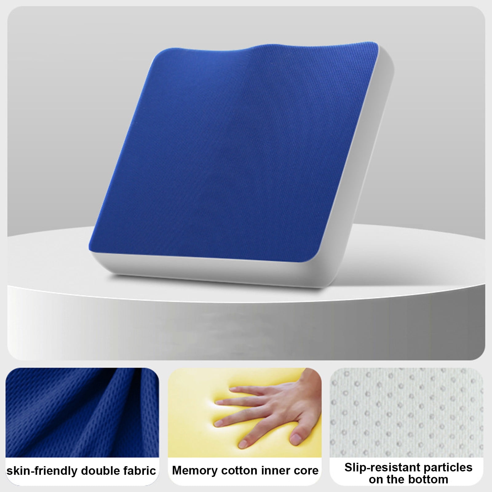 Comfort Seat Cushion, Non-Slip Orthopedic Memory Foam, Back and Tailbone Relief, for Car, Travel, Office, Wheelchair, Blue, 39.9 x 5.3 cm โ image 4