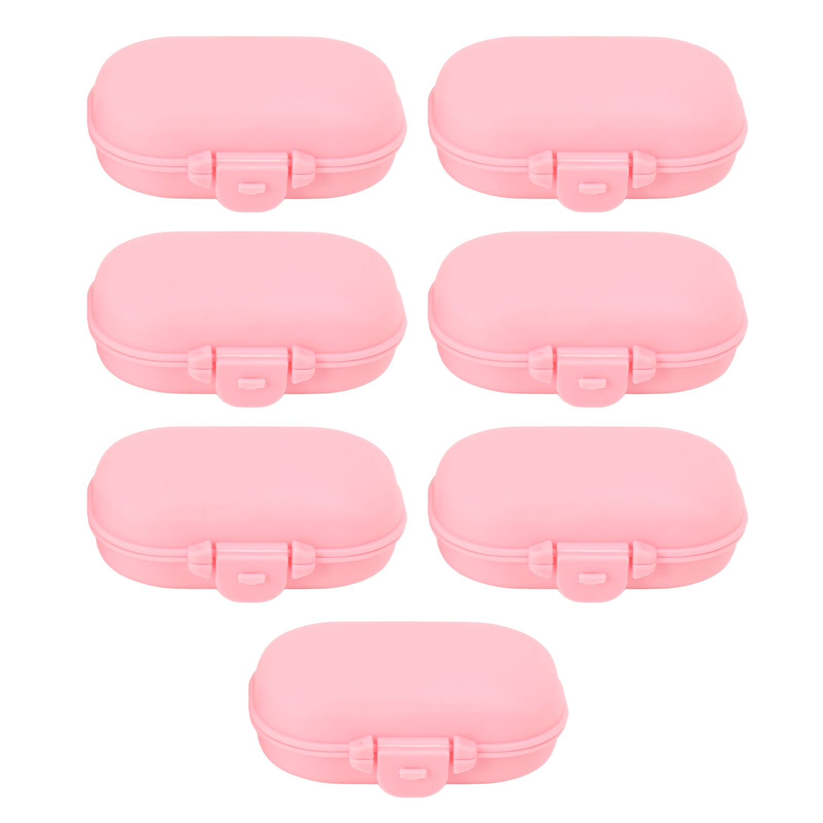 7PCS Medicine Case Portable Detachable Safe Mini 4 Compartments Medicine Organizer for Outdoor Travel Pink