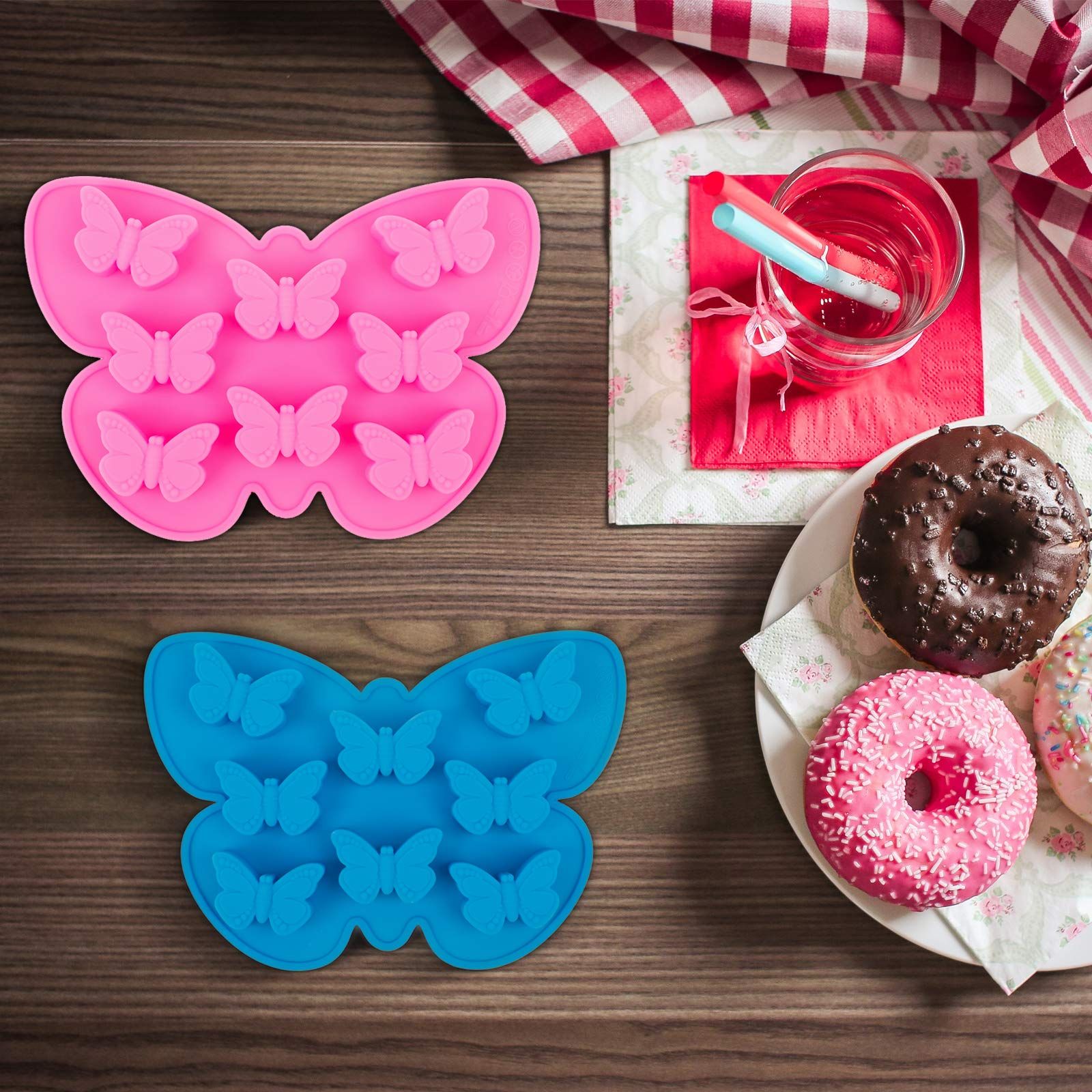 2 Pcs Silicone Butterfly Mold for Chocolate Butterfly Candy Molds Butterfly Ice Cube Tray Non-Stick Polymer Clay Molds — image 3