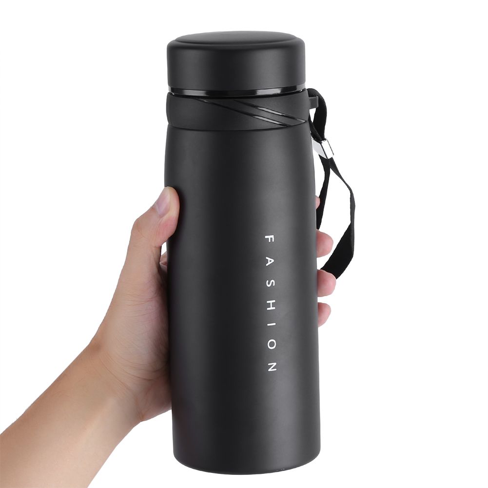 1Pc 900ml Stainless Steel Water Thermal Cup Tea Coffee Travel Drink Bottle (Black) — image 6