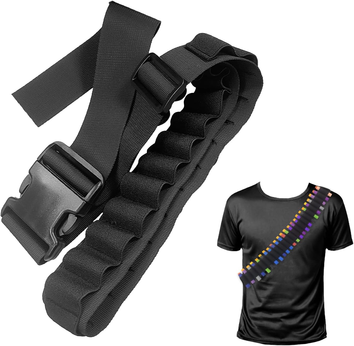 Adjustable Nylon Foam Dart Belt Strap Quick Release Buckle 27 Bullet Holes, Compatible for NERF Mega & N-Strike Elite Series, Ideal Boys Girls Gifts, Outdoor