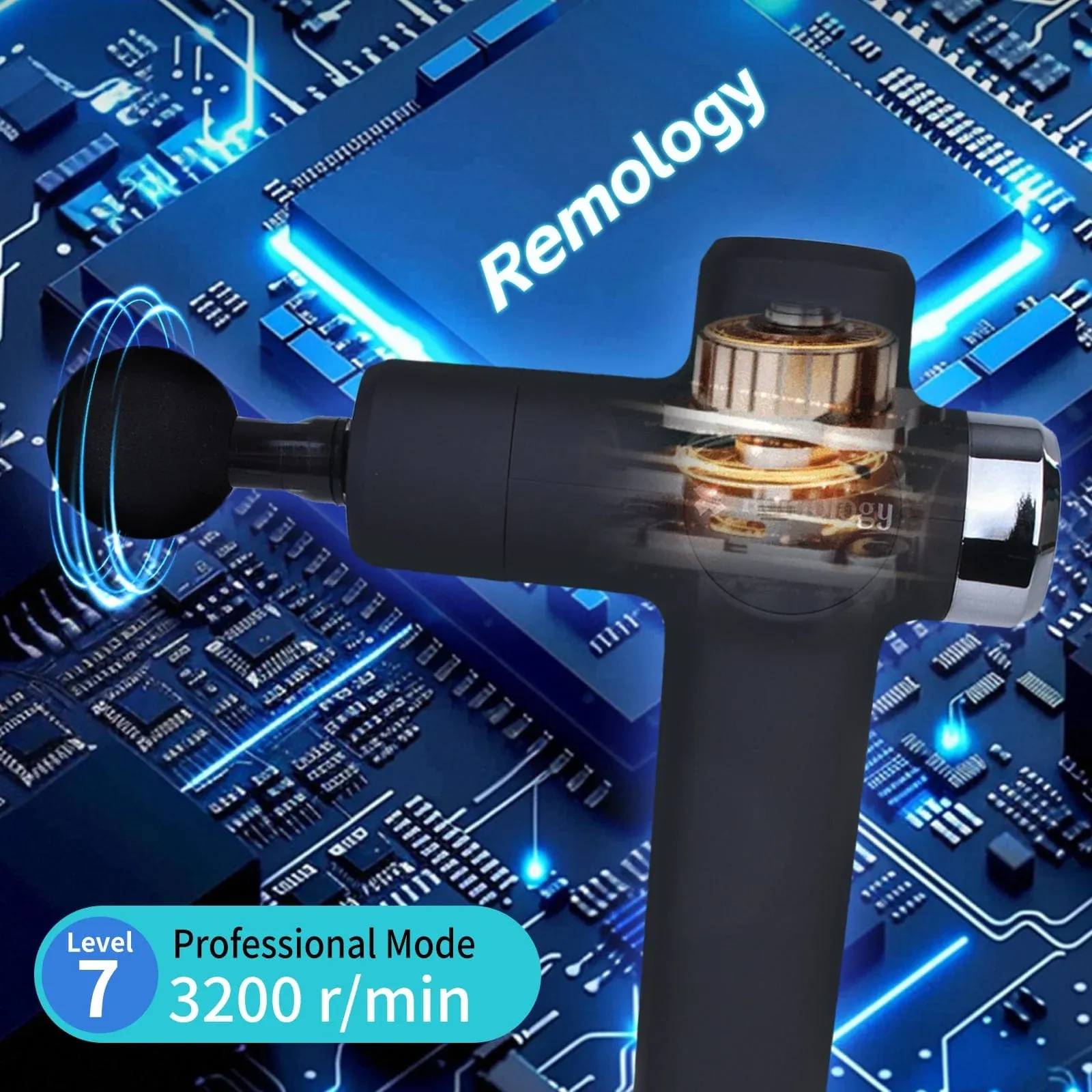 Remology Impact Therapy 7 Adaptive Speed USB-C Fascial Massage Gun with 4 Heads โ image 3