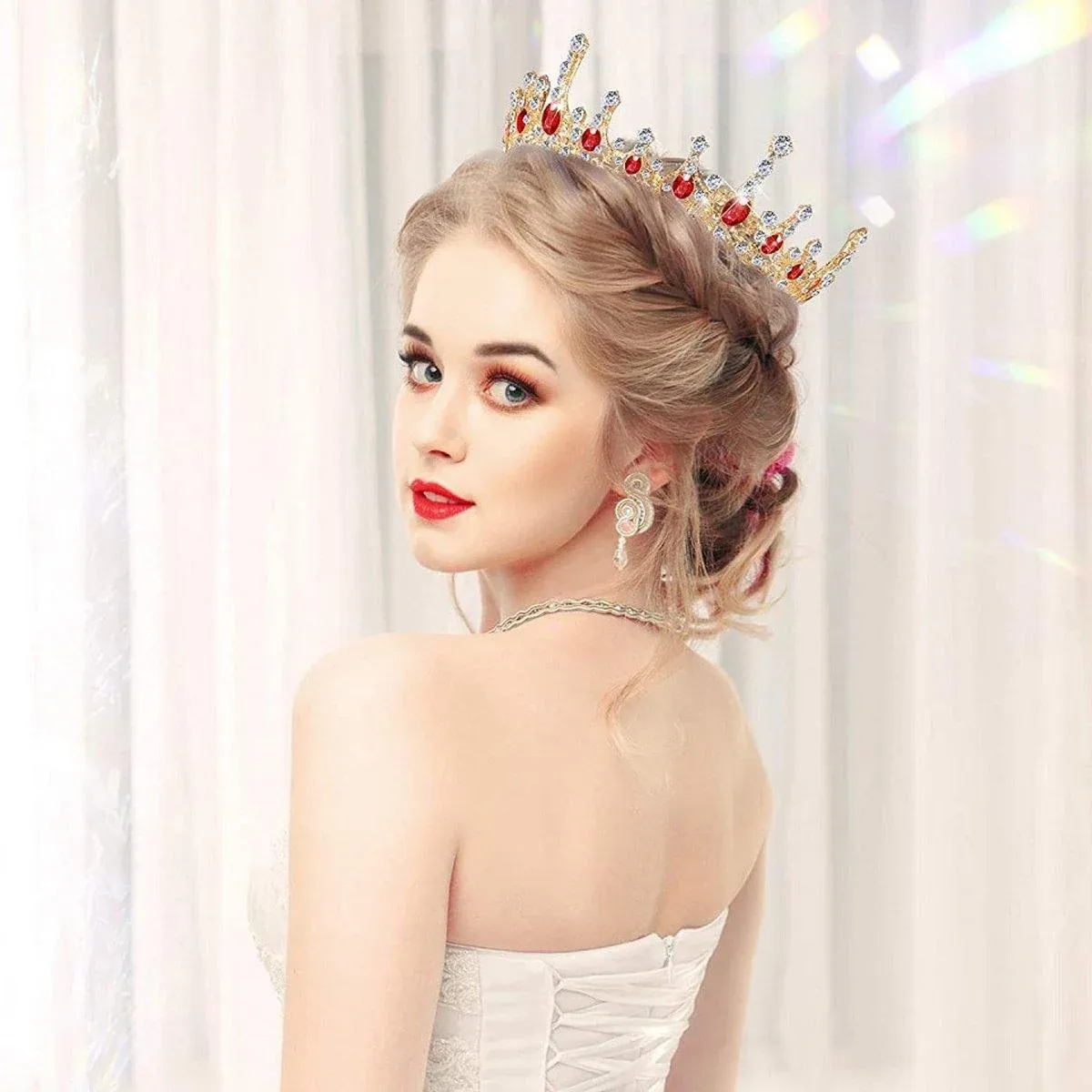 Vintage Princess Wedding Crown Hair Accessories Bridal Round Tiara Headpiece — image 4