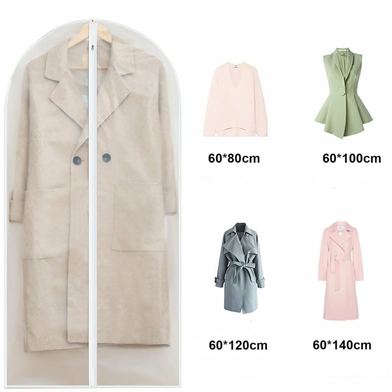 10x Transparent Garment Bags 60 × 100cm Dustproof Suit Coat Cover Storage — image 2